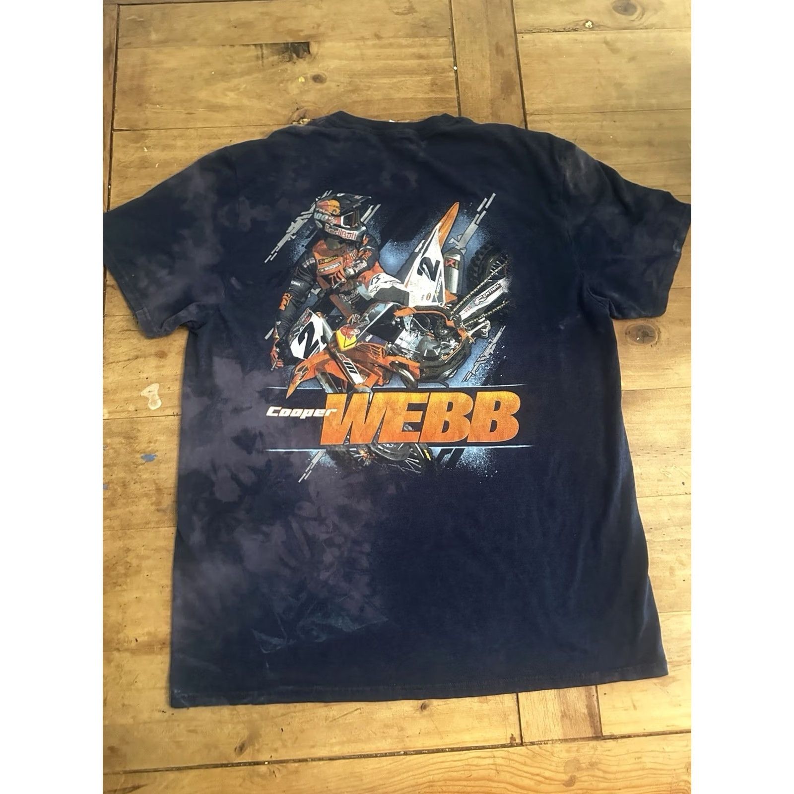 Vintage COOPER WEBB #2 T-shirt XL Motocross Distressed Blue Red Bull Supercross Blu Men Short Sleeve Crew Neck Graphic Print Sports Distro Red Bull Distressed Size US XL / EU 56 / 4 - 2 Thumbnail