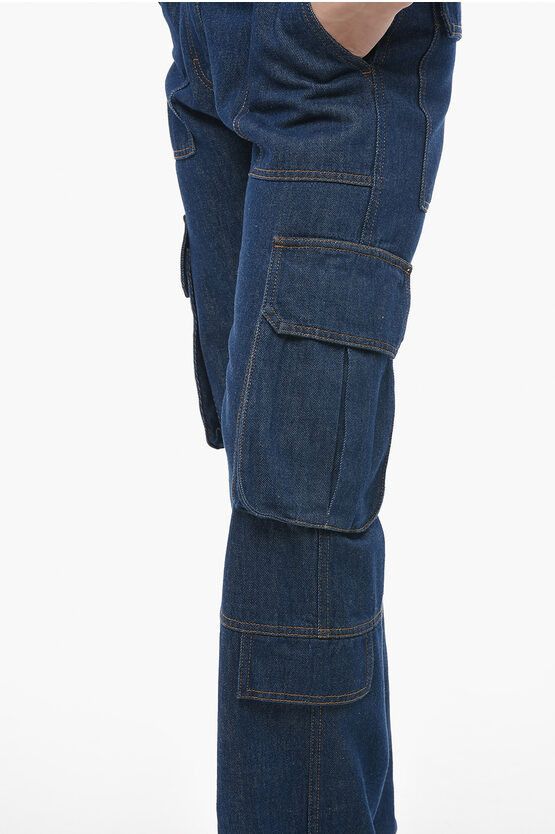 MSGM og1mm0724 Dark Wash Cargo Denims in Blue Size 27" / US 4 / IT 40 - 3 Thumbnail