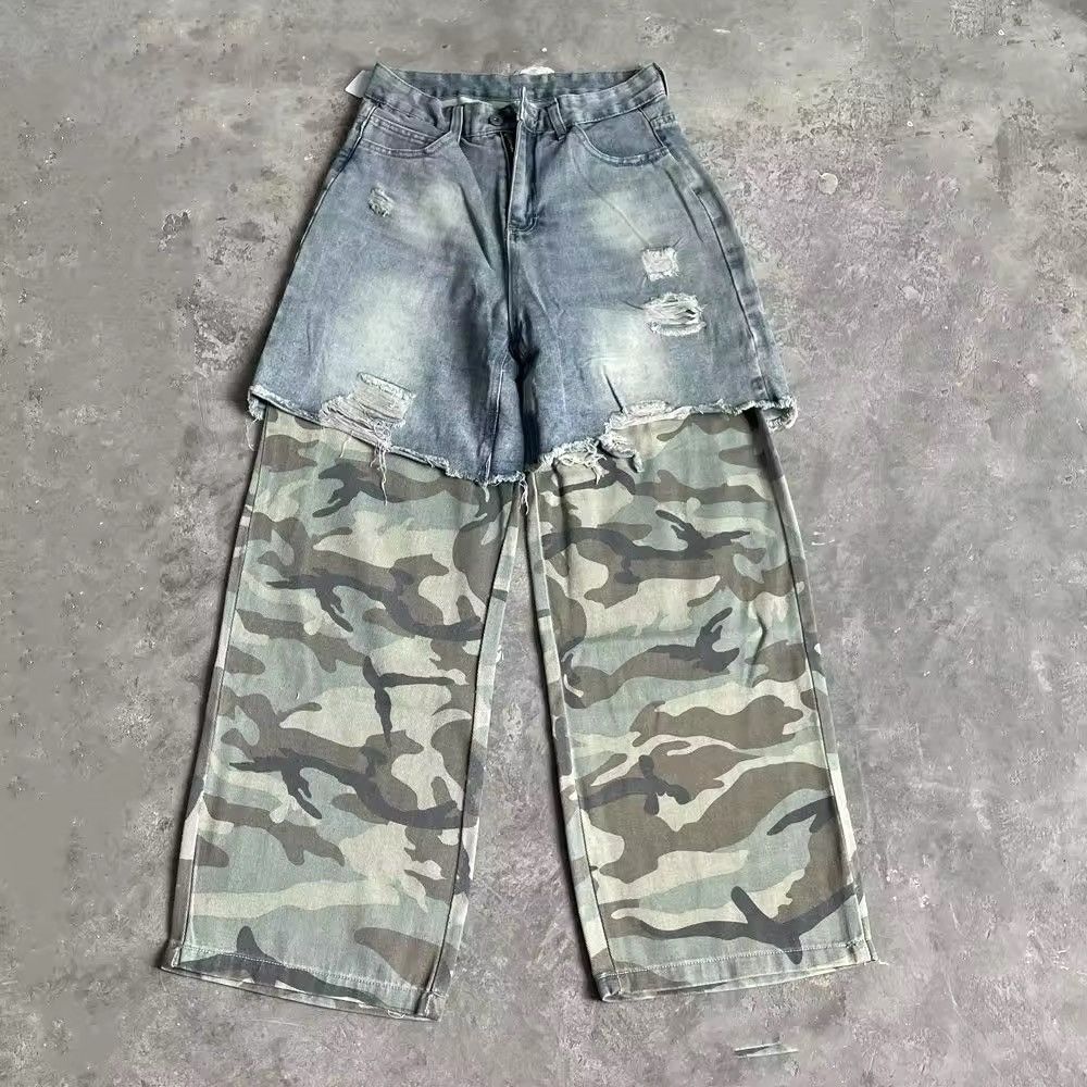 Japanese Brand × Jean Streetwear Fake Two Pieces Camouflage Jeans Size US 26 / EU 42 - 3 Thumbnail