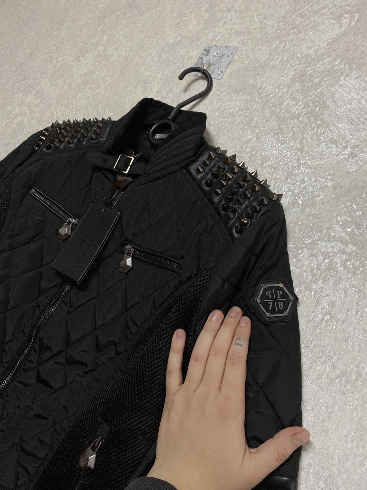 Philipp Plein Philipp Plein biker Studded Jacket with Leather Accents Size XL / US 12-14 / IT 48-50 - 4 Thumbnail