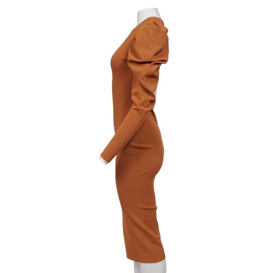 Stella McCartney Ruched Shoulder Midi Dress Size 42 Brown Size M / US 6-8 / IT 42-44 - 4 Thumbnail