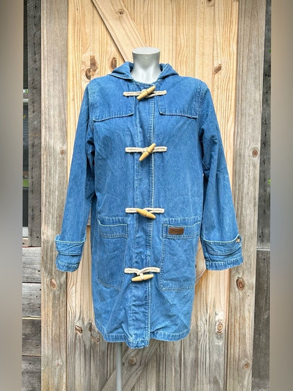 Denim & Co. Vintage 90s Denim & Co Blue Denim Toggle Hooded Chore Jacket Size M / US 6-8 / IT 42-44 - 1 Thumbnail