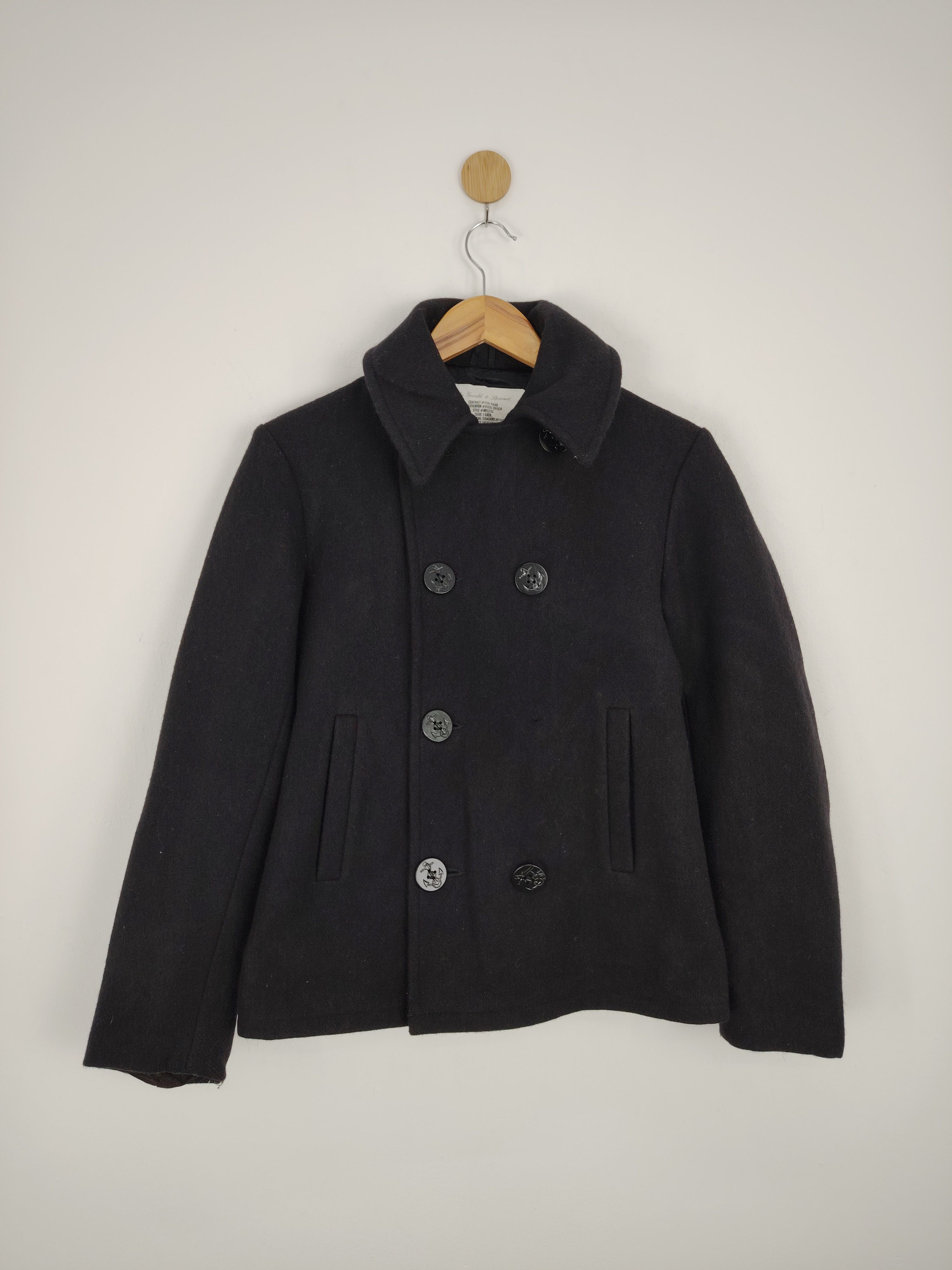 image of Vintage Fidelity Peacoat Double Breasted Wool Jacket in Black, Men's (Size Small)