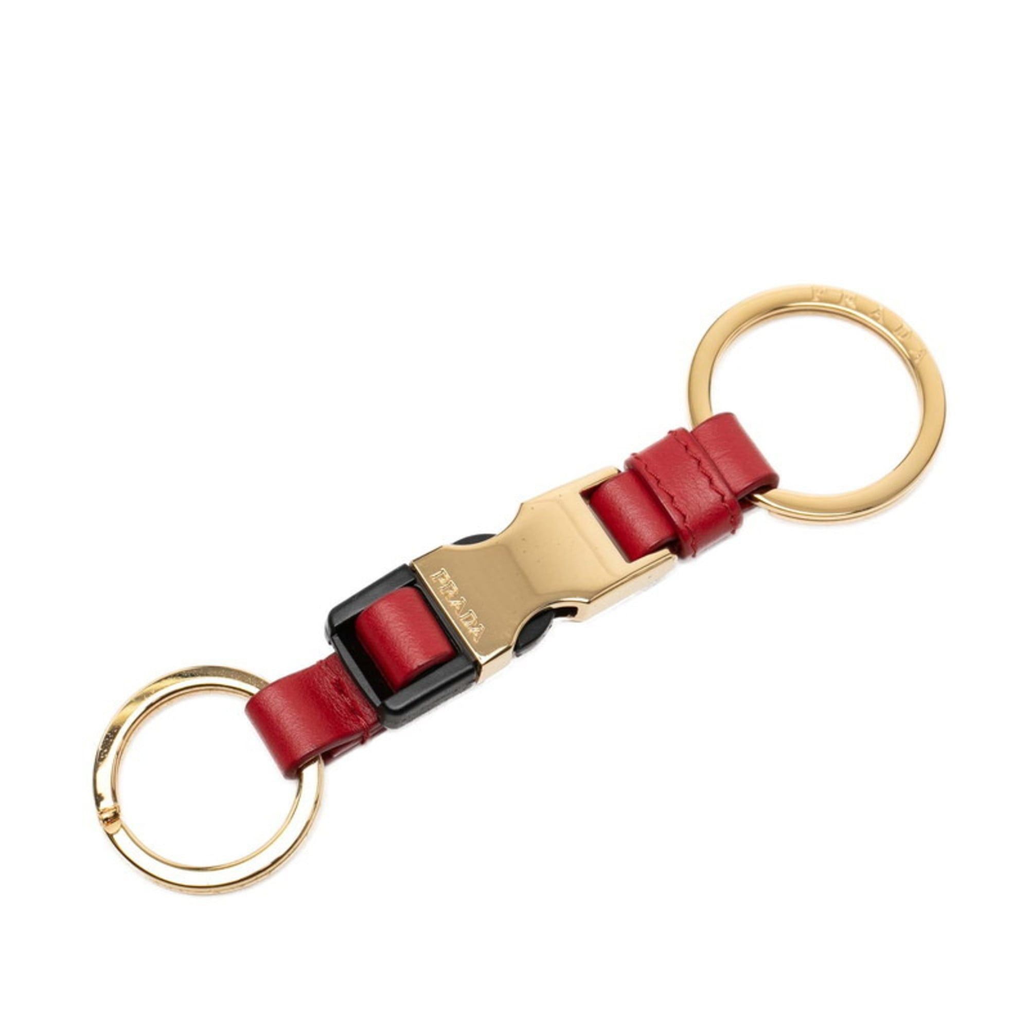 Prada Prada Keychain Accessory Bag Charm 1PP110 Gold Red Plated Leather Women's PRADA Size ONE SIZE - 1 Thumbnail