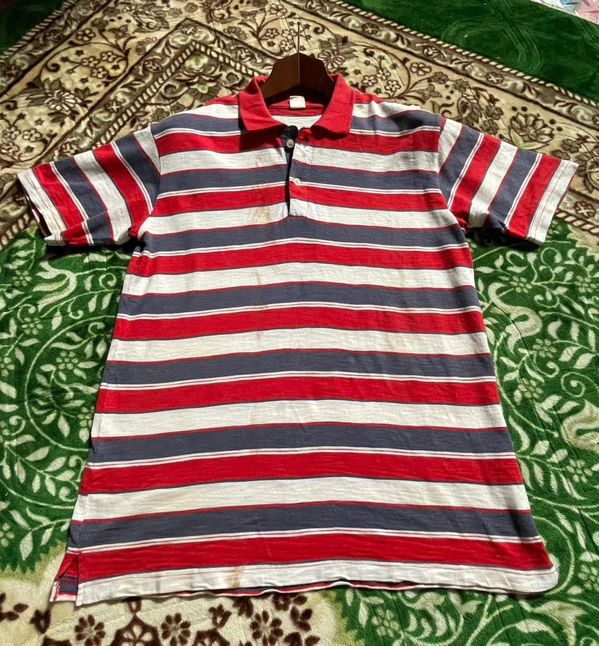 Vintage K6-21 Power To The People Striped red blue Polo Shirt Size US L / EU 52-54 / 3 - 1 Thumbnail