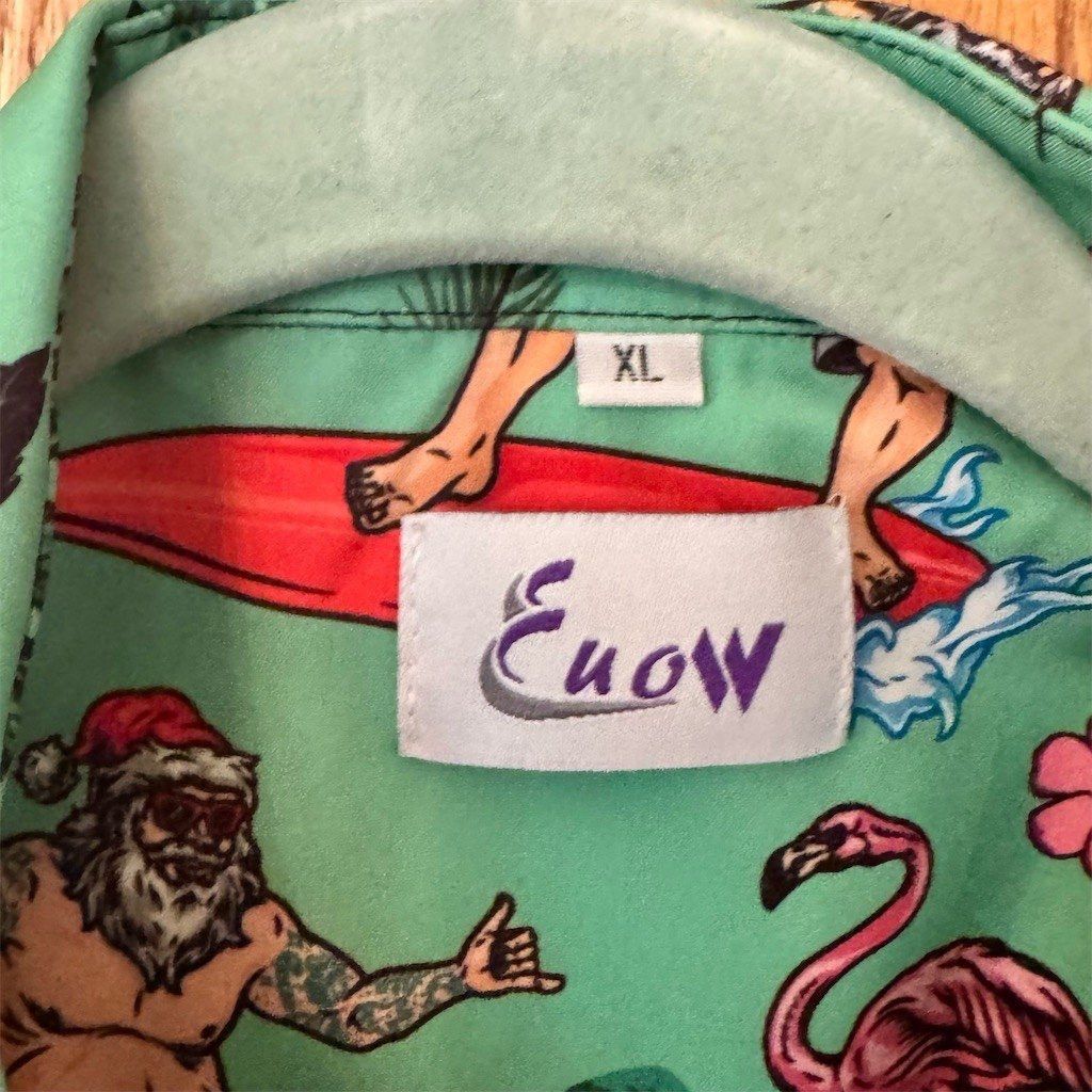 Other EUOW Hawaiian Shirt Men's XL Green Surfing Santa Flamingo T Size US XL / EU 56 / 4 - 4 Thumbnail
