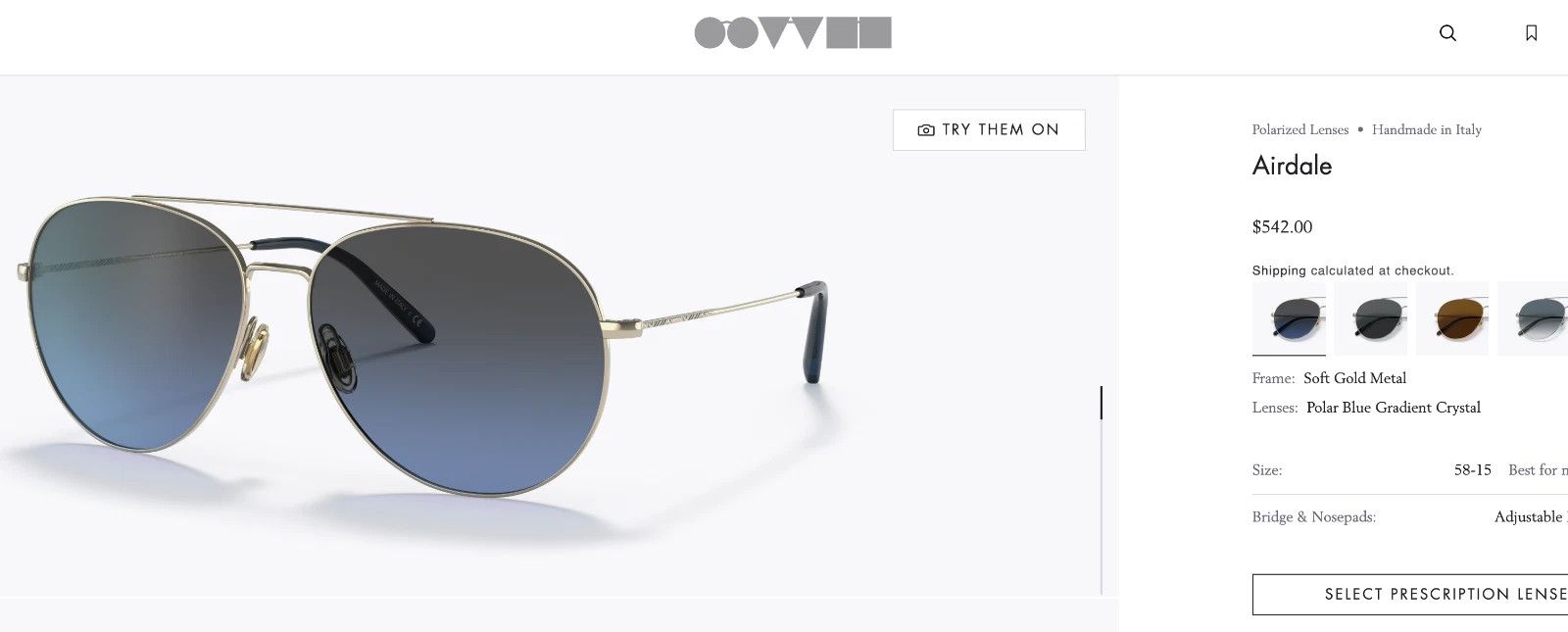 Oliver Peoples Airdale Aviator Blue Polarized Gradient Sunglasses Size ONE SIZE - 3 Thumbnail