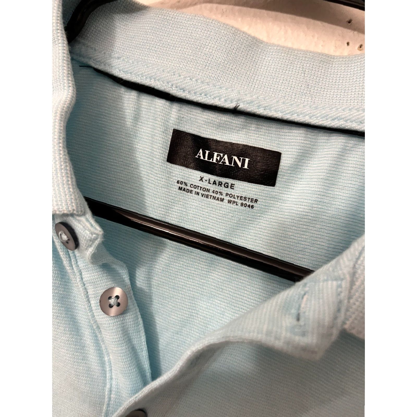 Alfani Alfani Polo Shirt Mens XL Light Blue Knit Short Sleeve Casual Polo Type 1/4 Zip Solid Size US XL / EU 56 / 4 - 2 Thumbnail