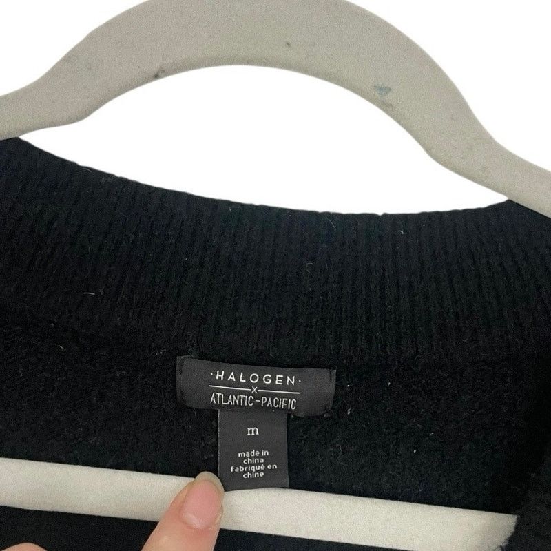 Other Halogen Black & White Thick Striped V-Neck Knit Sweater Size M / US 6-8 / IT 42-44 - 8 Thumbnail