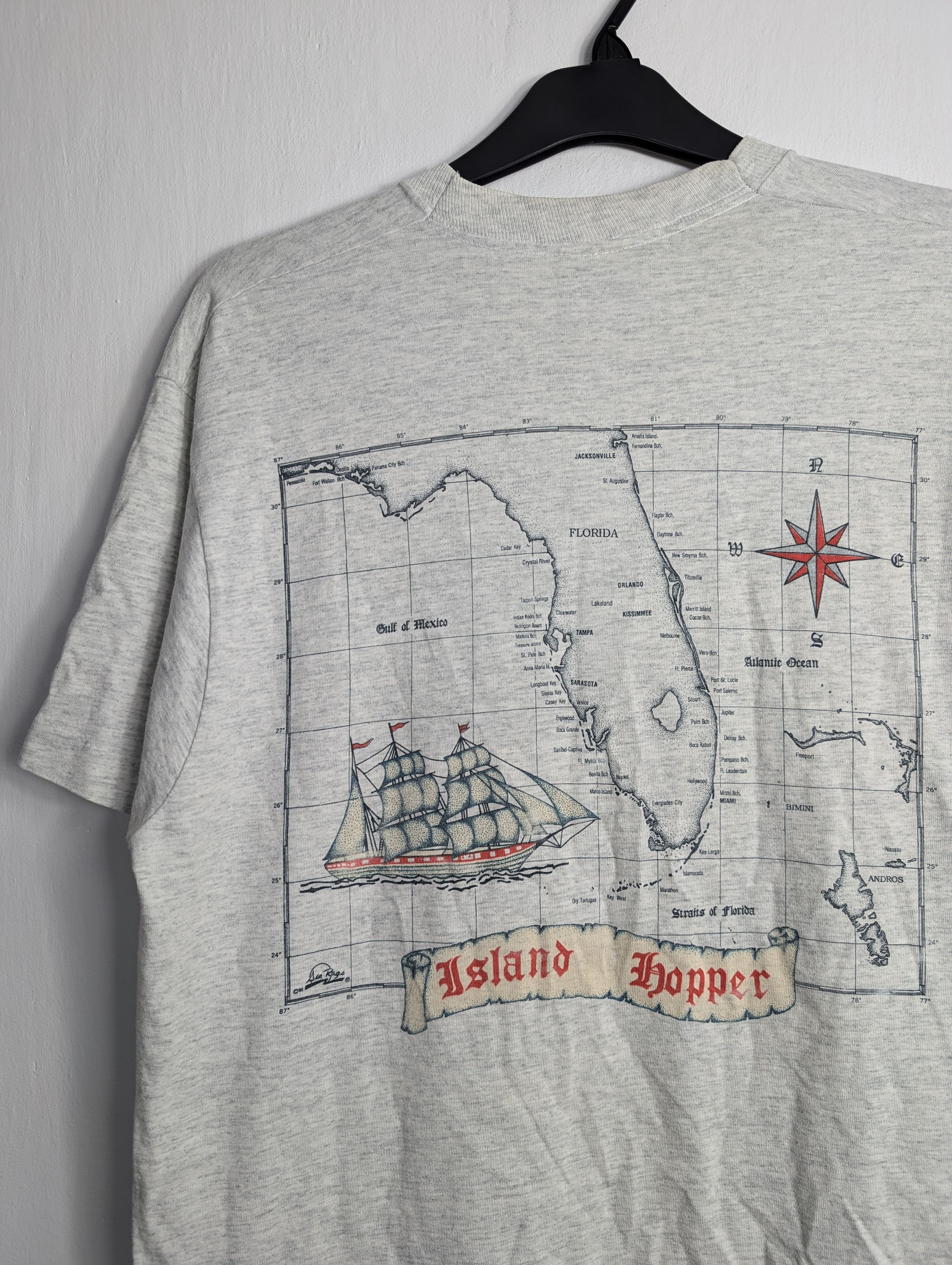 Vintage Vintage 90s Island Florida Map T-Shirt Single Stitch Retro Size US XL / EU 56 / 4 - 2 Thumbnail