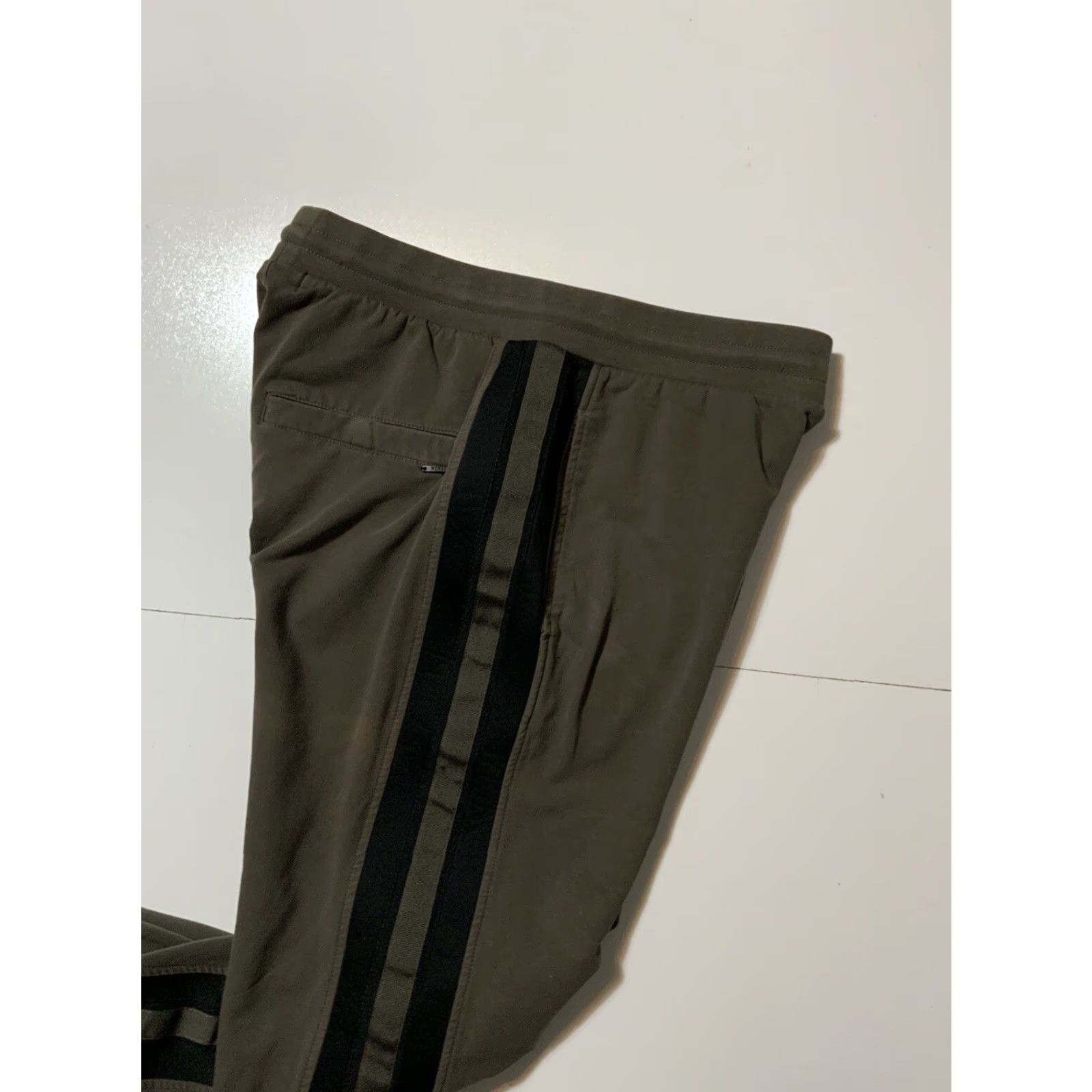 Antony Morato VINTAGE Antony Morato Slim Fit Jogger Striped Sweat Pants Mens L Olive Green Black Slimming Activewear Pants Size US 33 - 7 Thumbnail