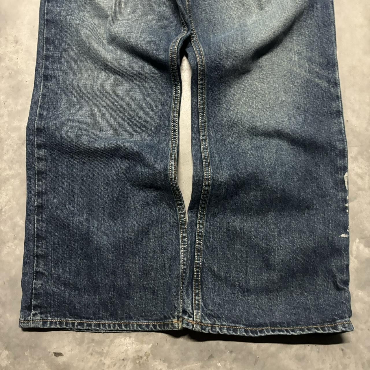 Japanese Brand × Vintage Crazy Vintage Y2K/2000s Baggy Grunge Faded Dark Wash Skater Denim Jeans! Size US 38 / EU 54 - 6 Thumbnail