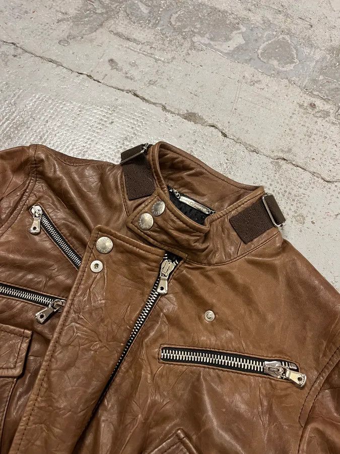 Dolce & Gabbana SS2004 Dolce & Gabbana Brown Multi-Zip Biker Leather Jacket Size XS / US 0-2 / IT 36-38 - 7 Thumbnail