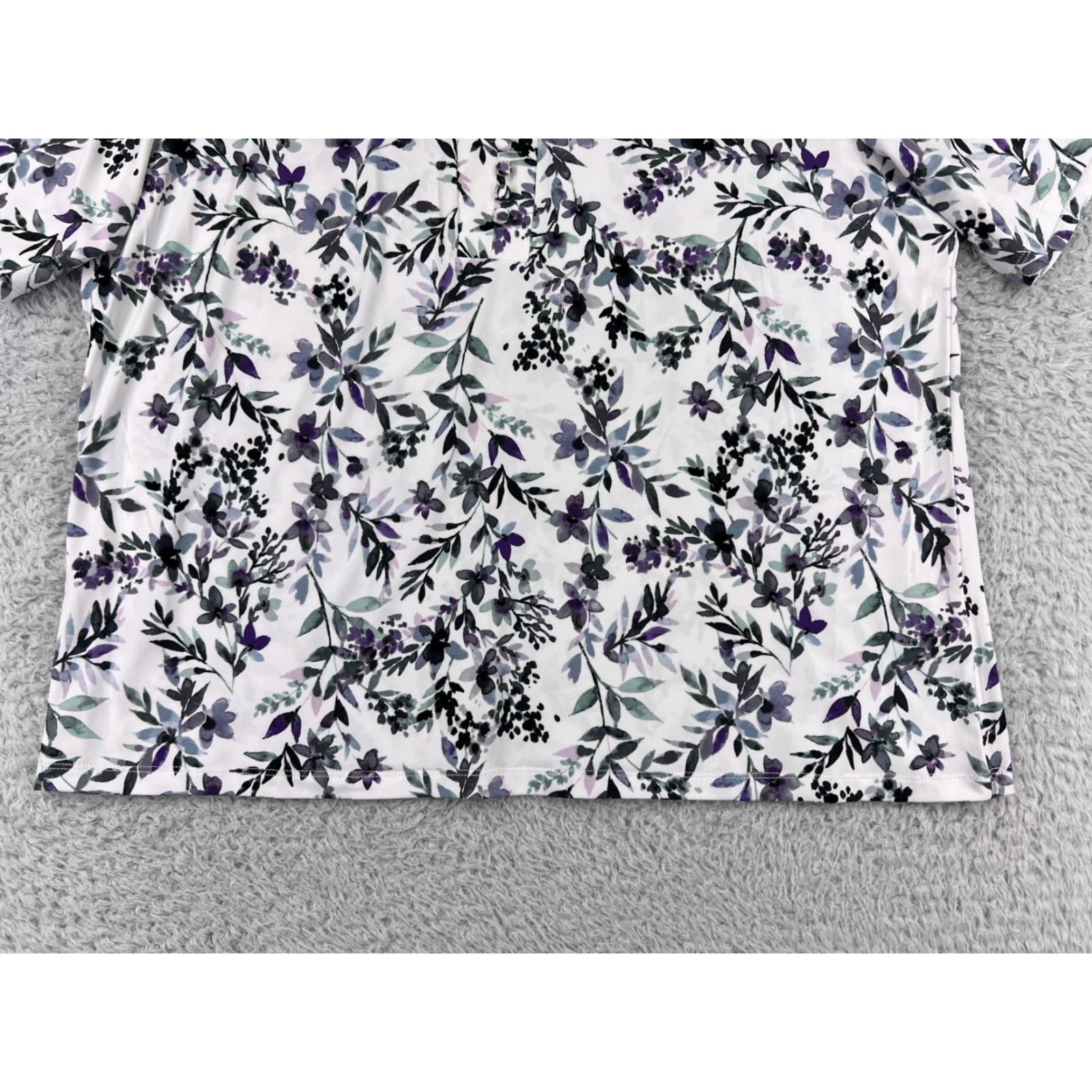 Karl Lagerfeld Karl Lagerfeld Shirt Womens 1X White Floral Polyester Blend Stretch Size XL / US 12-14 / IT 48-50 - 6 Thumbnail