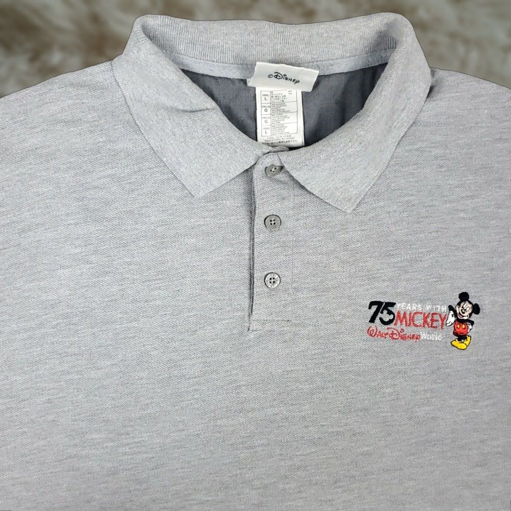 Disney Disney World 75 Years Mickey Mouse Gray Mens Polo Shirt Short Sleeve Size Large Size US L / EU 52-54 / 3 - 1 Thumbnail