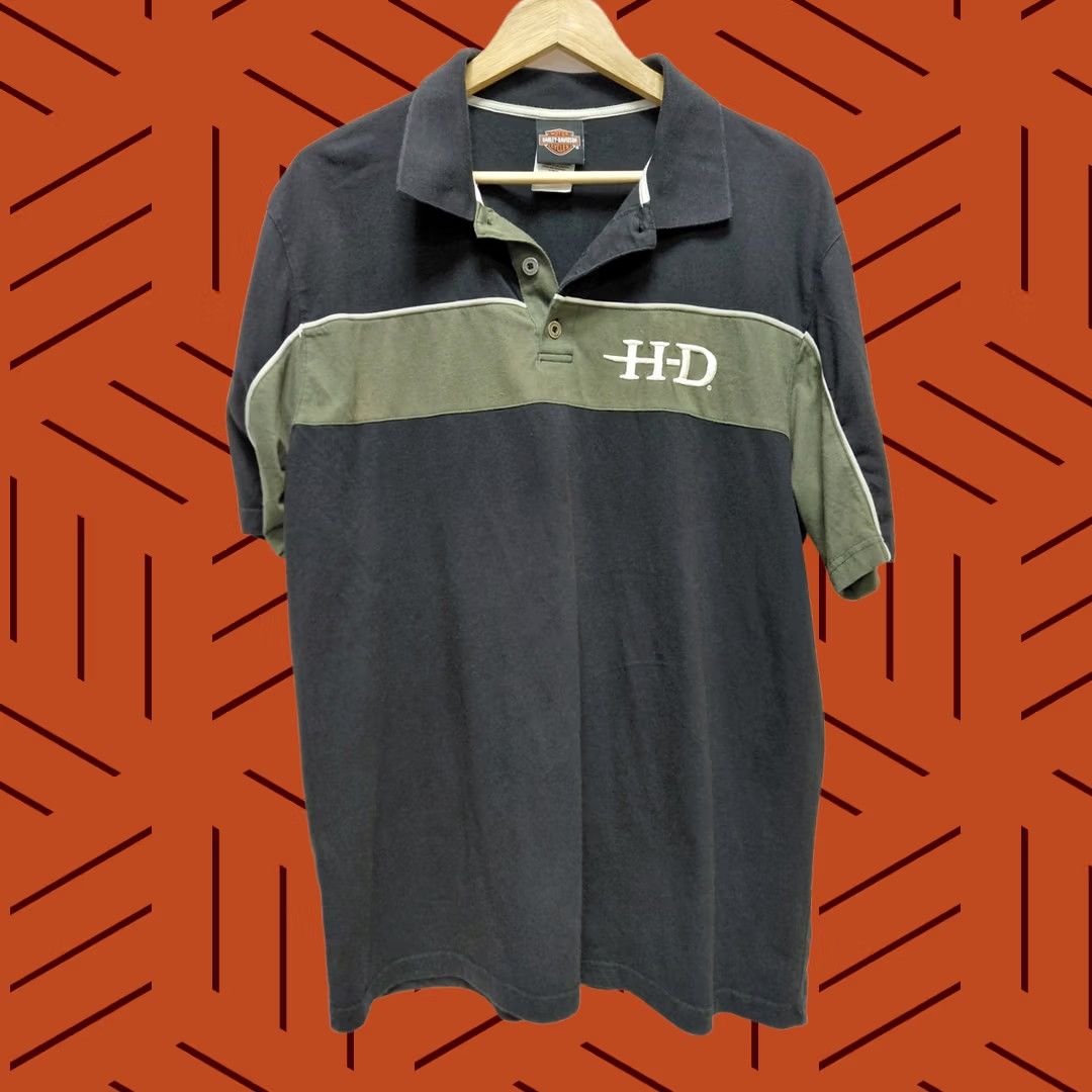 Harley Davidson Harley-Davidson Polo Shirt Black Green Solid Knit Short Sleeve Men XL Size US XL / EU 56 / 4 - 1 Thumbnail