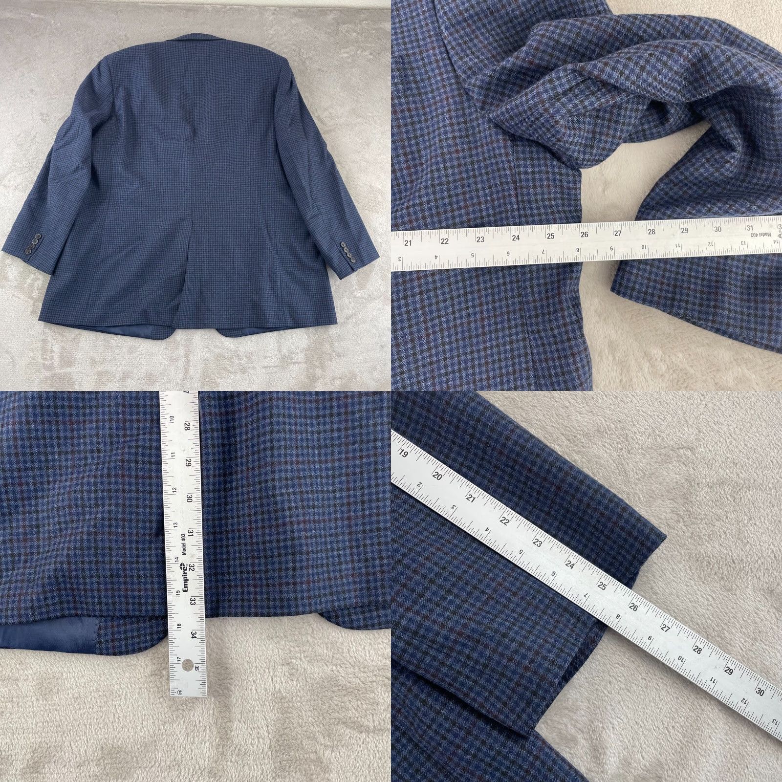 Ralph Lauren Lauren Ralph Lauren Sports Coat Blazer Men 46L Long Blue Check Wool Two-Button Jacket Size 46R - 8 Thumbnail
