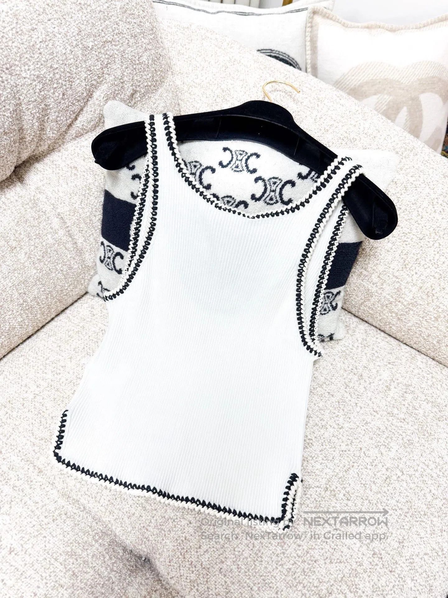 Chanel Chanel 22C White Black Trim Knit Vest. Size US L / EU 52-54 / 3 - 2 Thumbnail