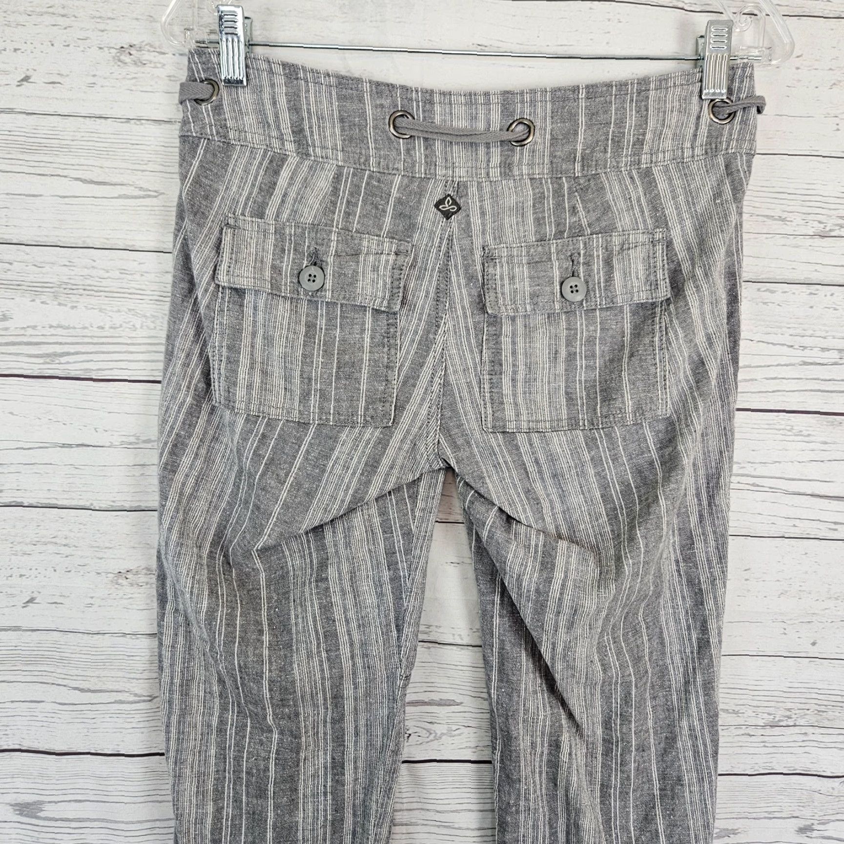 Prana prAna Womens Steph Jogger Pants Sz 0 Gray Stripe Low Rise Cotton Hemp Blend Pants Size 25" / US 0 / IT 36 - 4 Thumbnail
