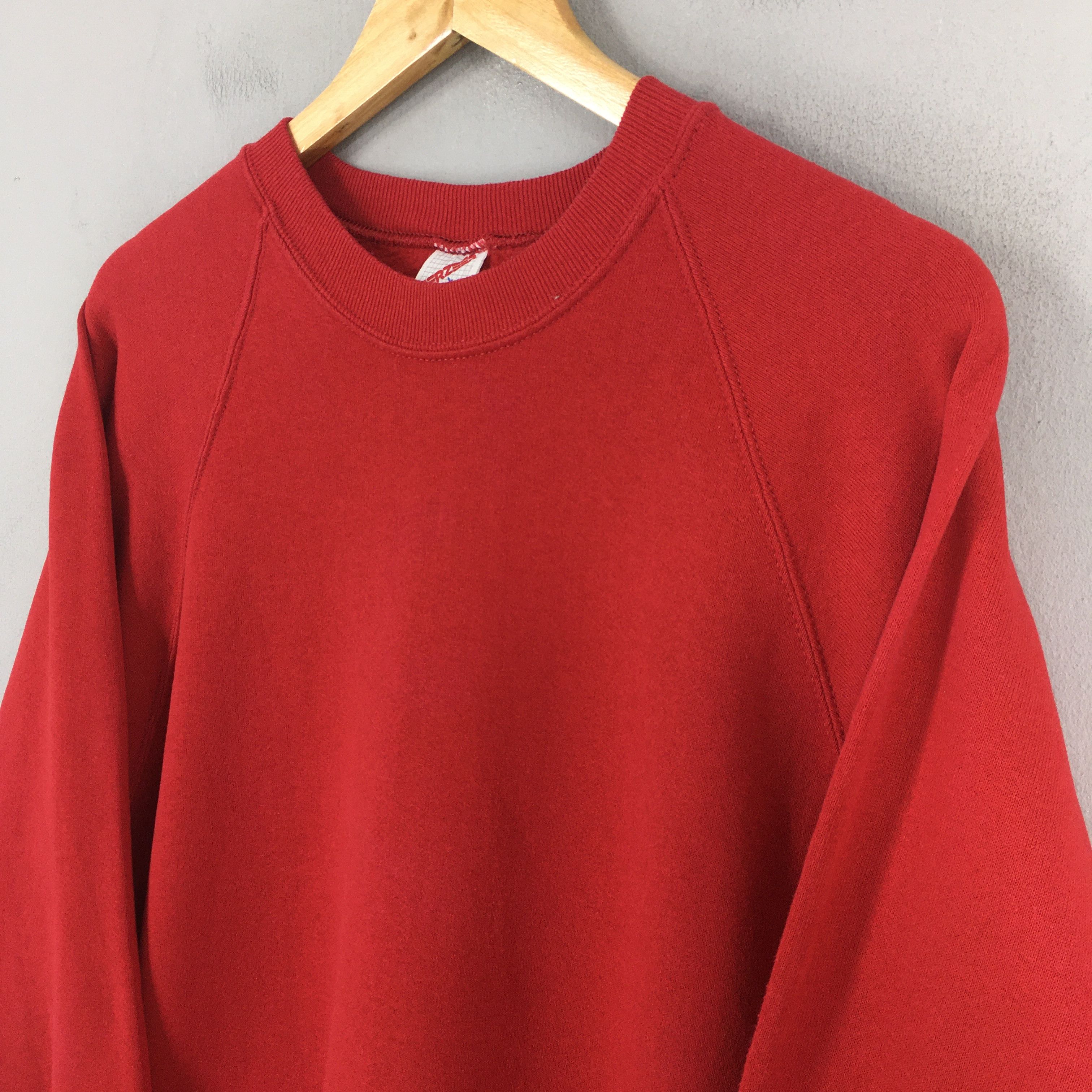 Jerzees Vintage 90s Jerzees Usa Plain Red Sweatshirt Large Size US L / EU 52-54 / 3 - 3 Thumbnail