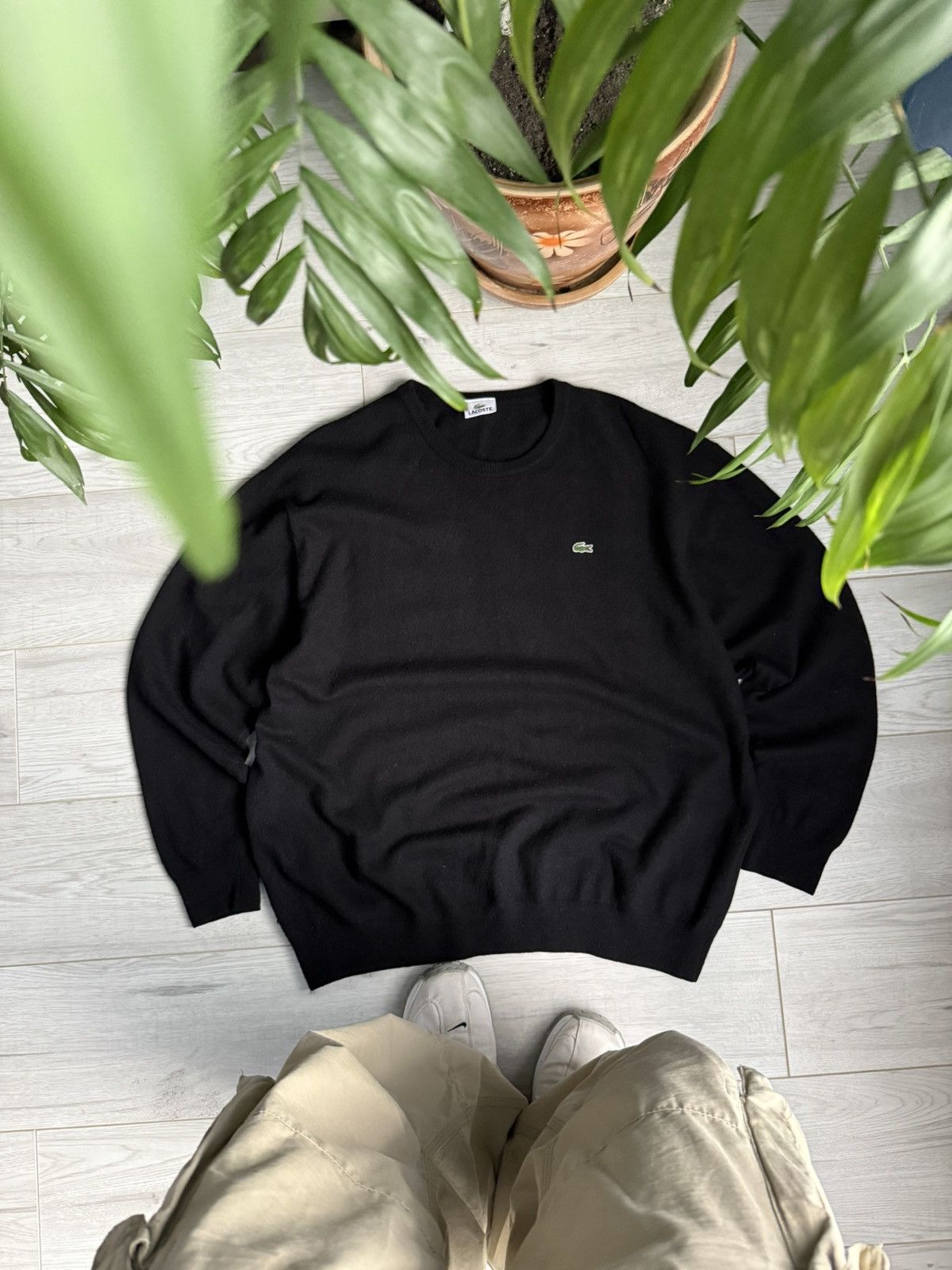 Lacoste × Vintage Vintage Lacoste sweater black wool crewneck 90’s Size US XL / EU 56 / 4 - 1 Thumbnail