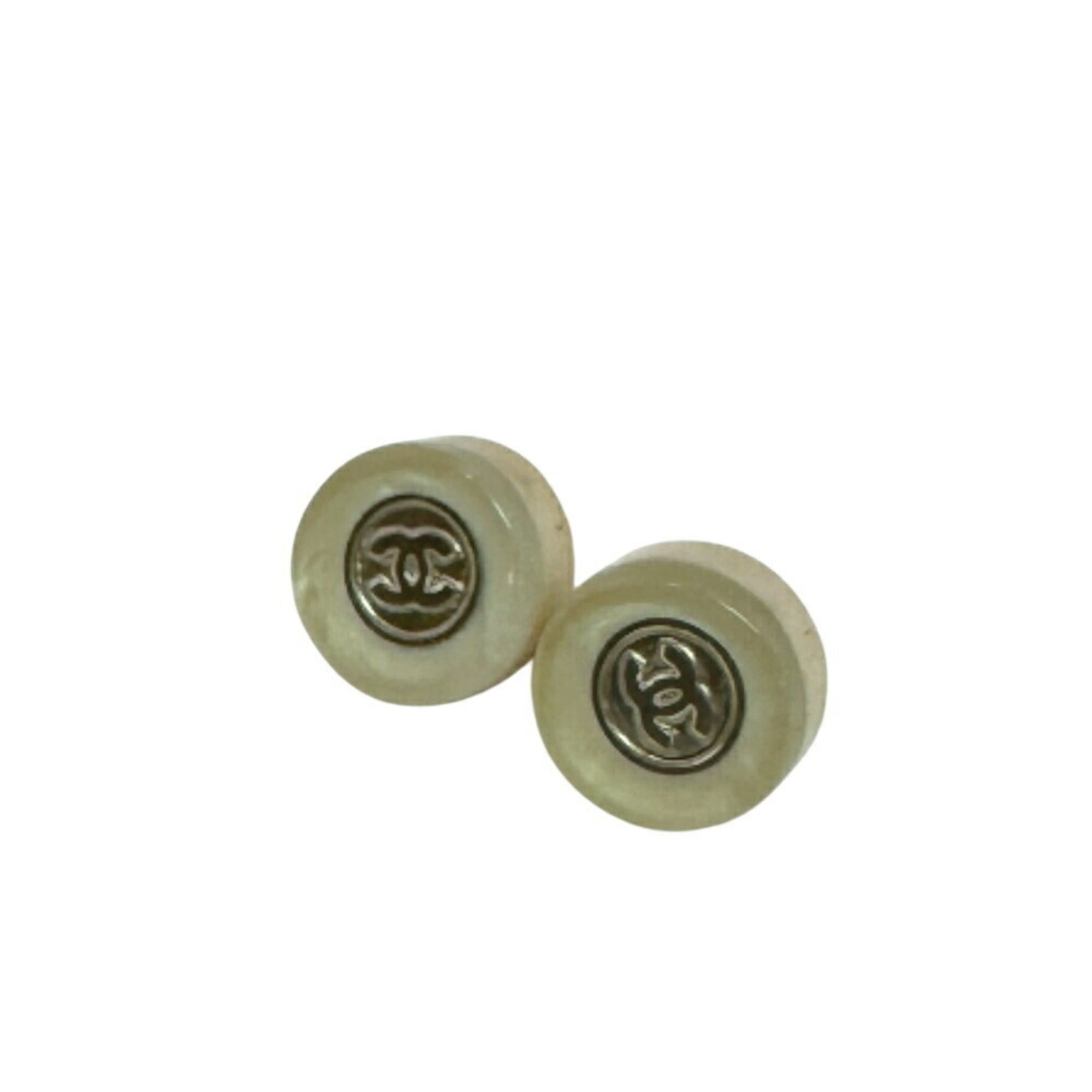 Chanel CHANEL Coco Mark Earrings in White Size ONE SIZE - 1 Thumbnail