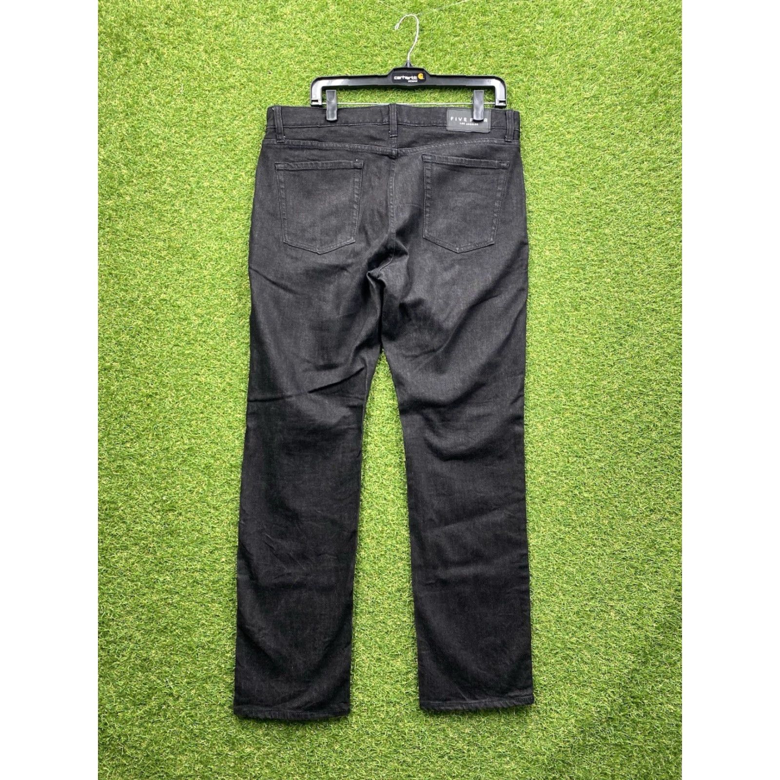 Vintage Five Four Jeans Mens 33x32 Relaxed Straight Charcoal Wash Stretch Casual Preppy Size US 33 - 2 Thumbnail