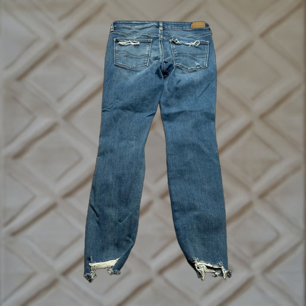 American Eagle Outfitters American Eagle Outfitters Jegging Jeans Womens 6 Blue Raw Distressed 27" Inseam Jegging Stretch Regular Rise High 27" 5-Pocket Denim Jeans Size 30" / US 8 / IT 44 - 1 Thumbnail