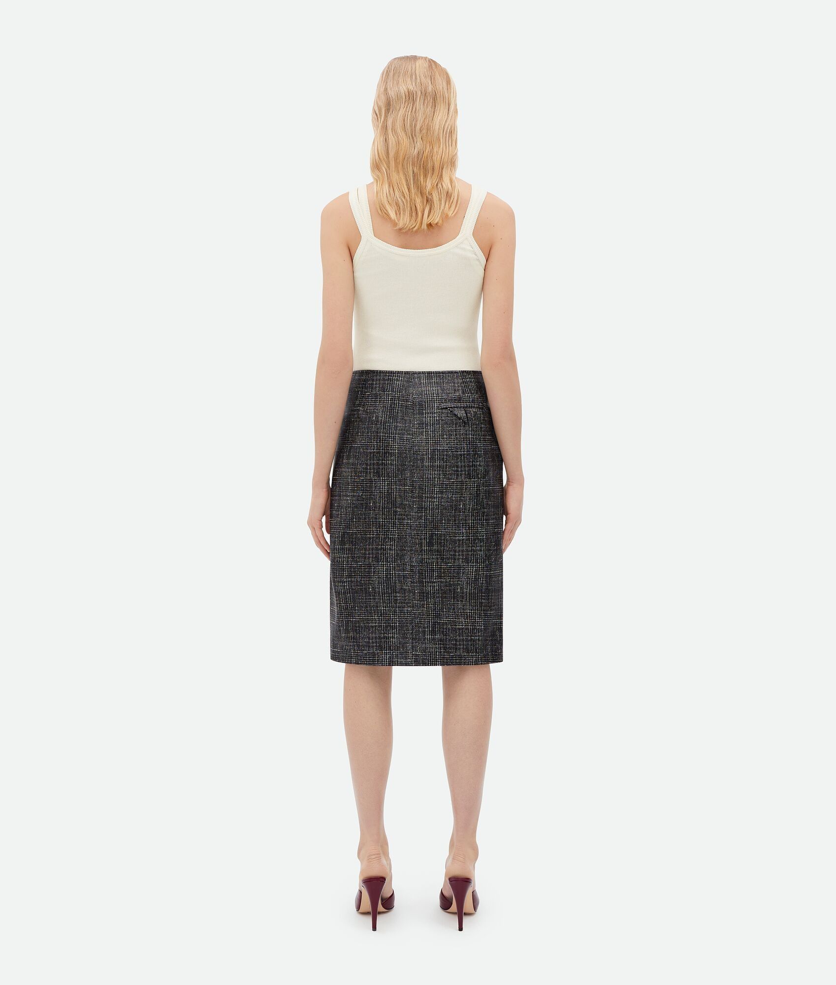 Bottega Veneta o1n1vont0325 Printed Leather Midi Skirt in Black/White Size 25" / US 0 / IT 36 - 3 Thumbnail
