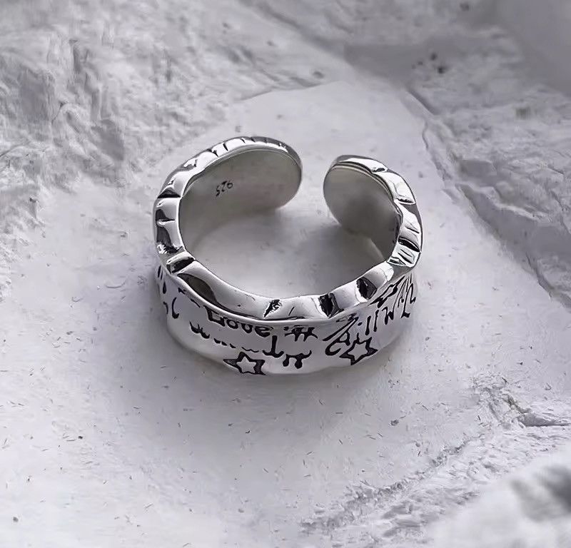 Jewelry × Vintage Retro old love star ring adjustable Size ONE SIZE - 3 Thumbnail