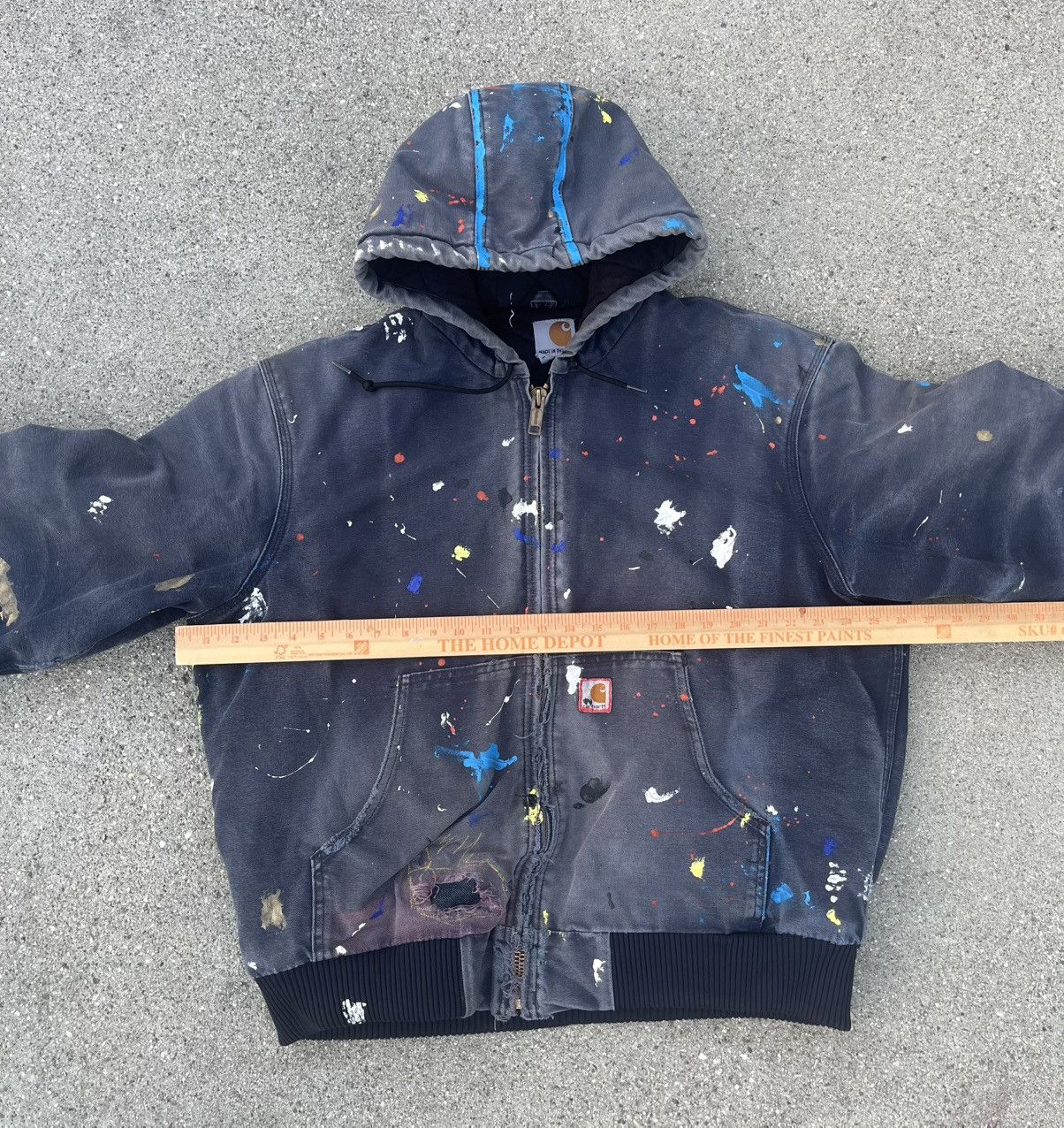 Custom Carhartt Jacket Thrashed Distressed Faded Quilt J140
