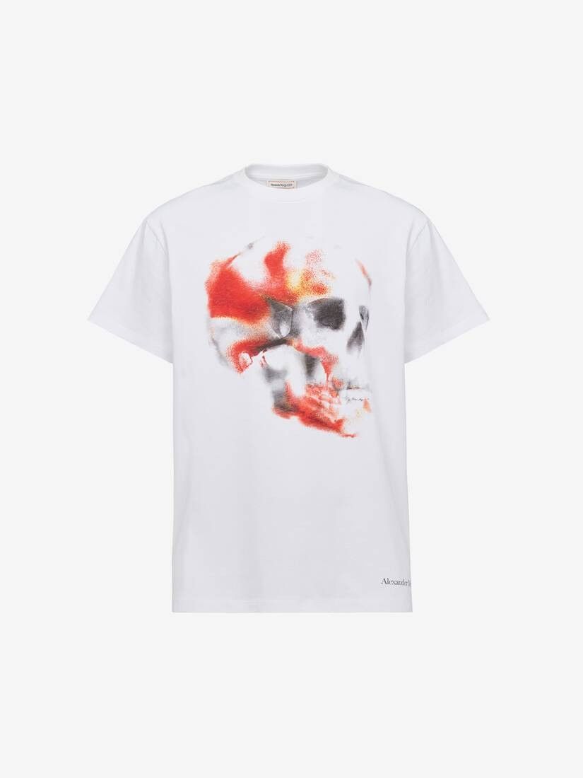 o1w1db10725 Obscured Skull T-Shirt in White