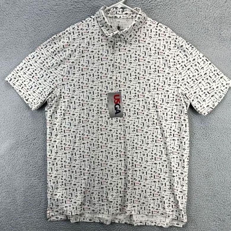 Vintage VINTAGE? No. U.S. Open Golf Polo Shirt Mens 2XL White Grey Geometric 121st Rugby USGA NEW Size US XXL / EU 58 / 5 - 2 Thumbnail