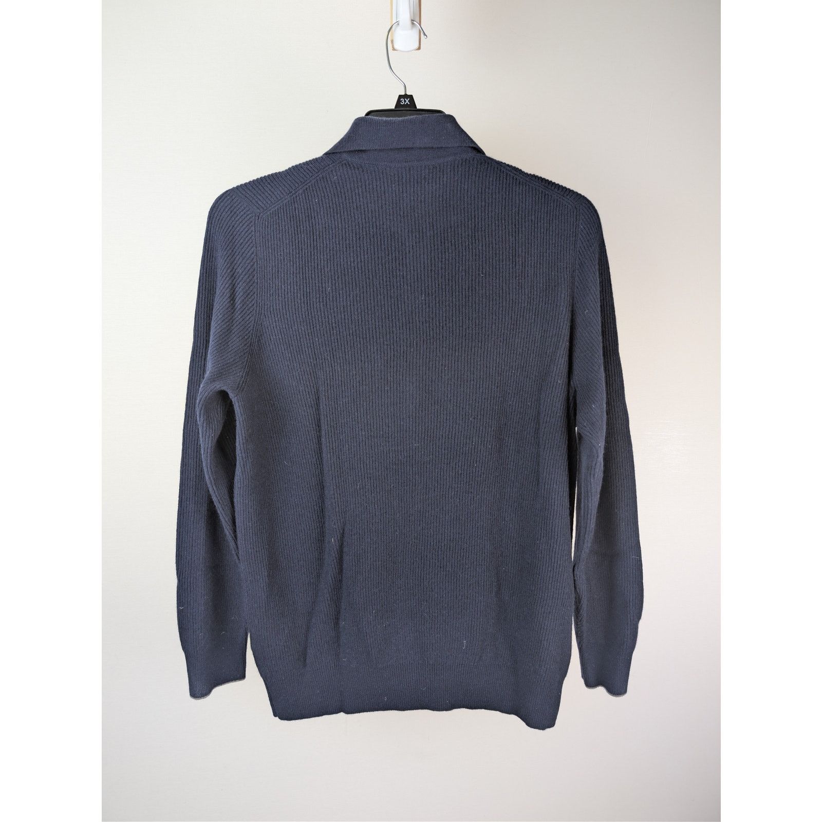 Brunello Cucinelli o1rshd1 CC20 Men's Ribbed Cashmere Zip Polo Sweater in Navy Size US M / EU 48-50 / 2 - 10 Thumbnail
