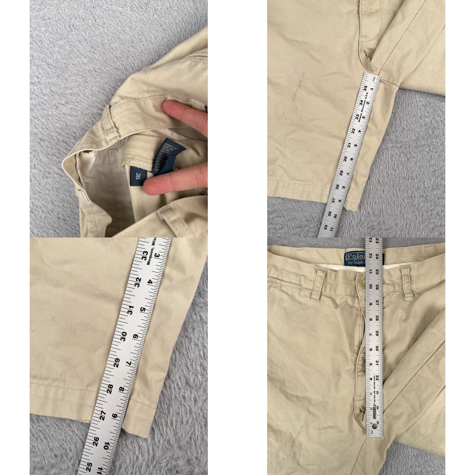 Polo Ralph Lauren VINTAGE Polo Ralph Lauren Shorts Men 36 Beige Chino Zip Fly 100% Cotton Classic Seasonal Casual Workwear Mens Size US M / EU 48-50 / 2 - 8 Thumbnail