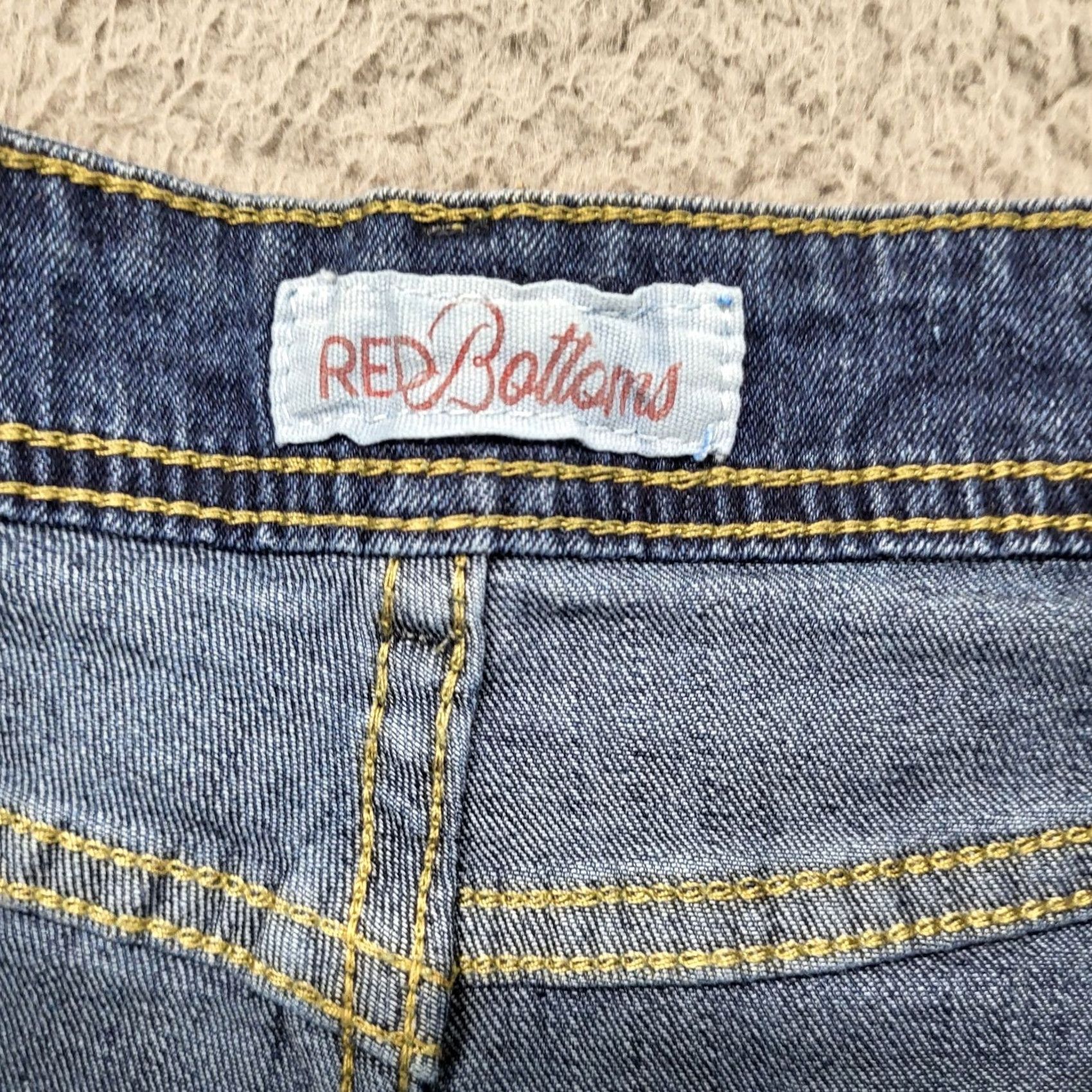 Denime Red Bottom Jeans Women 7/28 Denim Blue Skinny Mid Rise Distressed Hooks Zipper 5-Pocket Denim Cotton Spandex Rayon Regular Jeans Size 28" / US 6 / IT 42 - 2 Thumbnail
