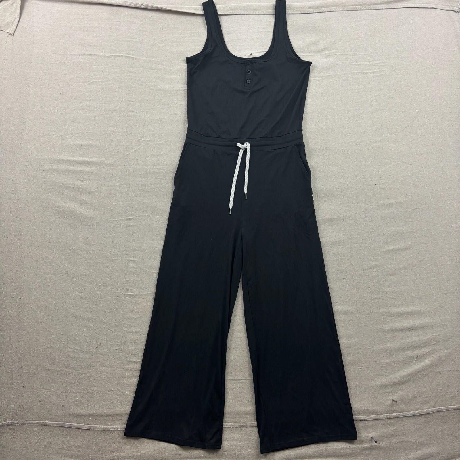 Other Vuori Henley Falls Jumpsuit Womens Black Wide Leg Sleeveless Size 28" / US 6 / IT 42 - 1 Thumbnail