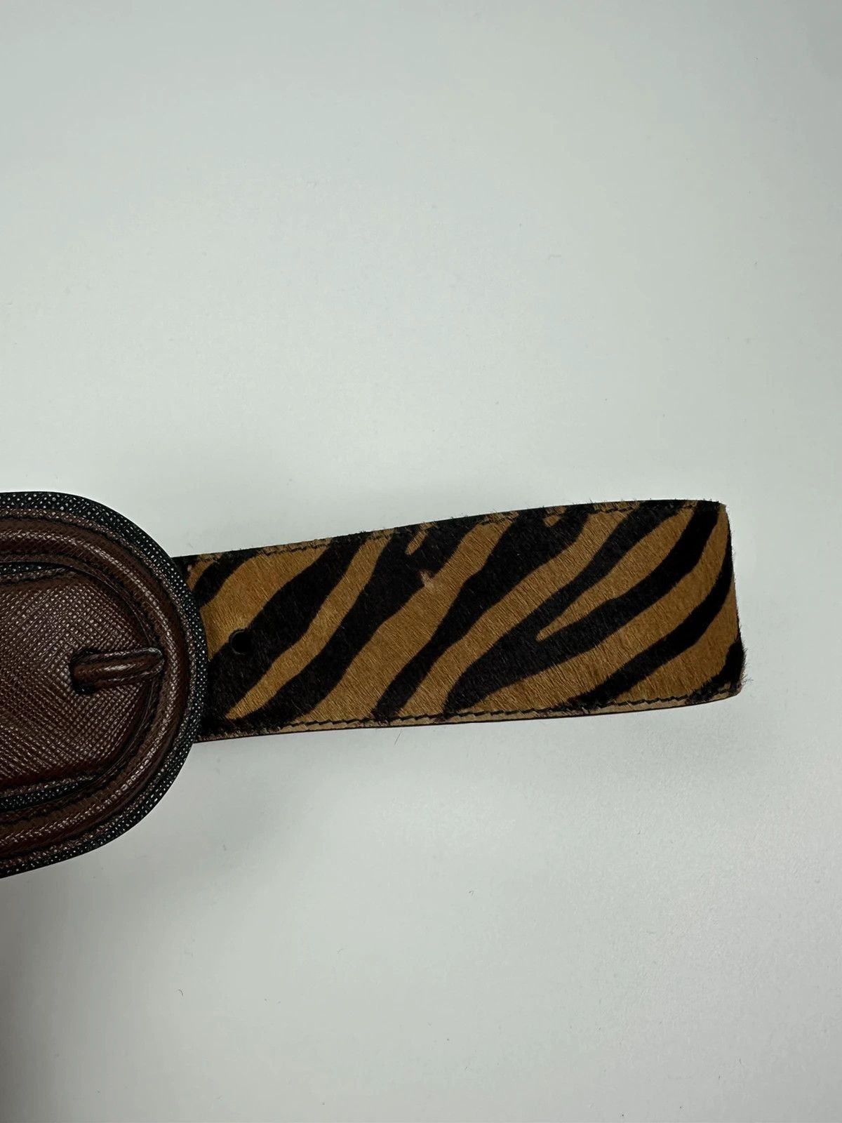 Prada Prada SS2011 Zebra Fur Brown Belt Size 34 - 3 Thumbnail