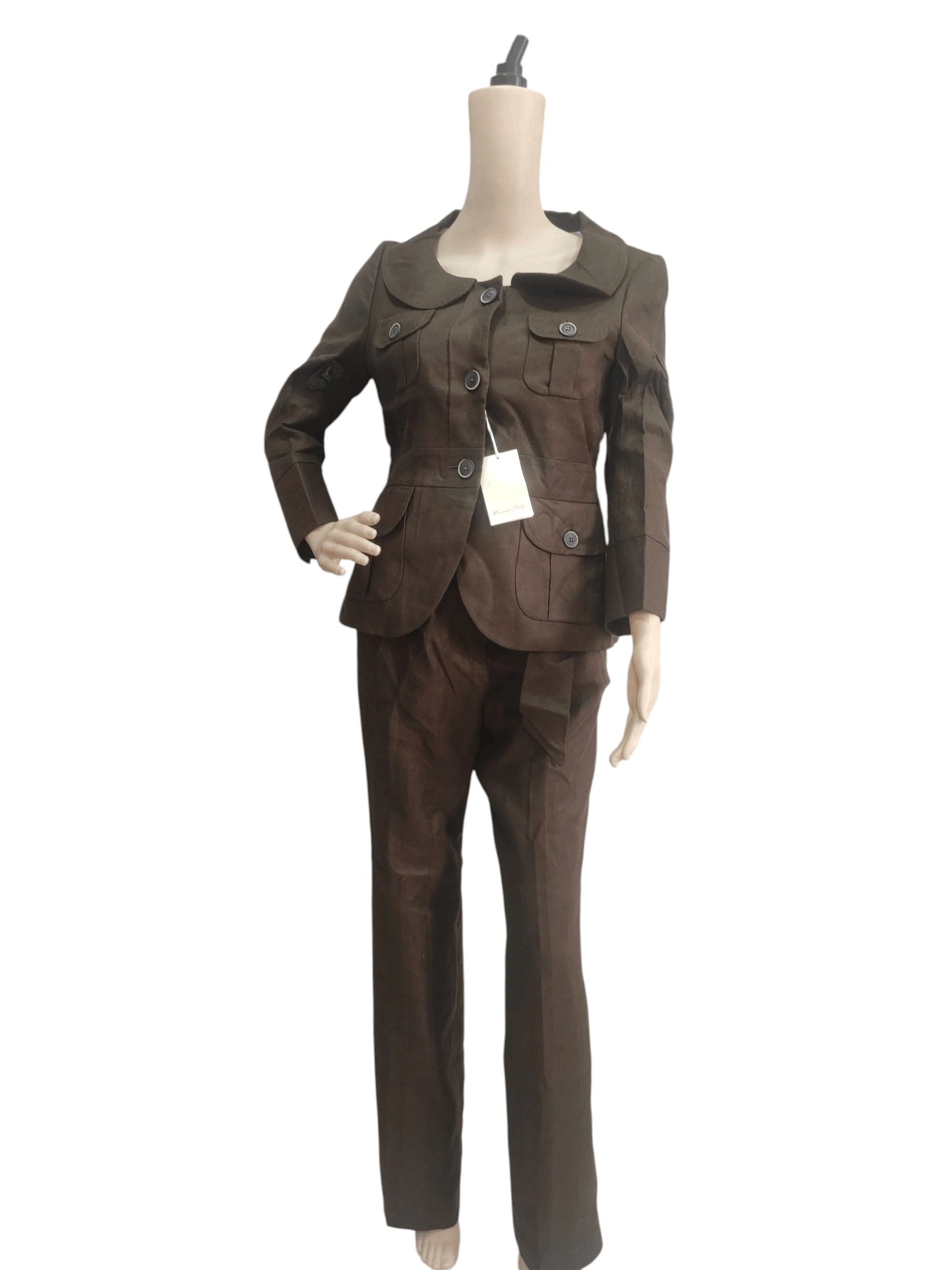 Massimo Dutti Massimo Dutti Brown Linen Classic Women Suit Made Spain Size M / US 6-8 / IT 42-44 - 2 Thumbnail