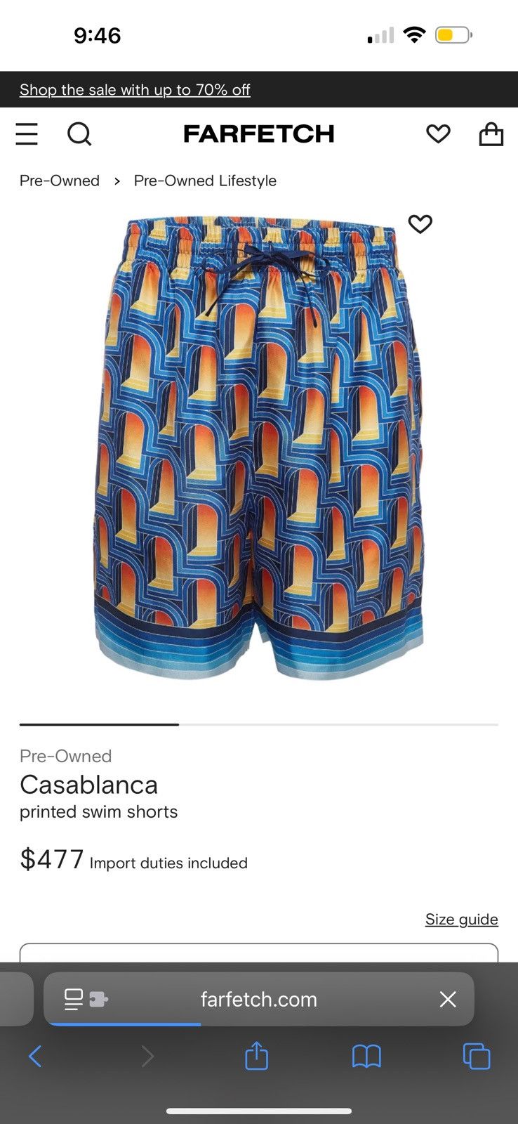 Casablanca Casablanca Men's L'arche de Nuit Swim Short in Blue Size US 34 / EU 50 - 2 Thumbnail