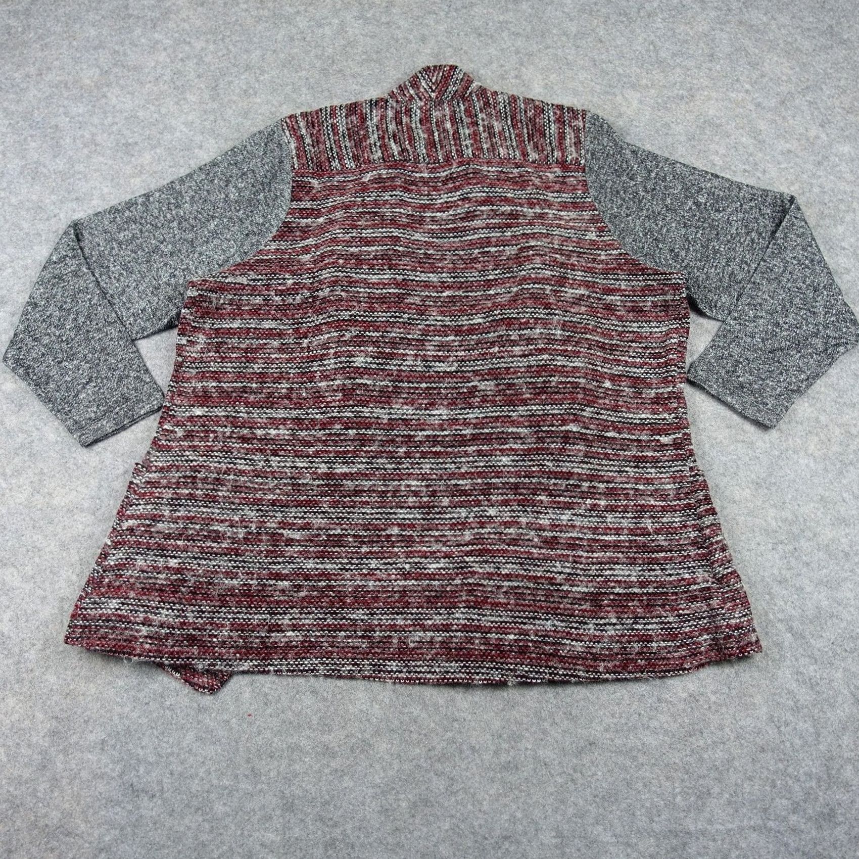Lucky Brand Lucky Brand Cardigan Sweater Womens 3X Red Gray Stripe Open Front Cozy Knit Size XXL / US 16-18 / IT 52-54 - 5 Thumbnail