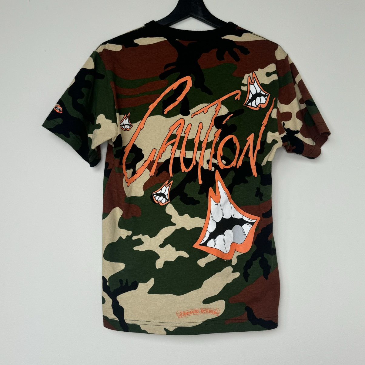 Chrome Hearts Matty boy Caution camo short sleeve pocket tee