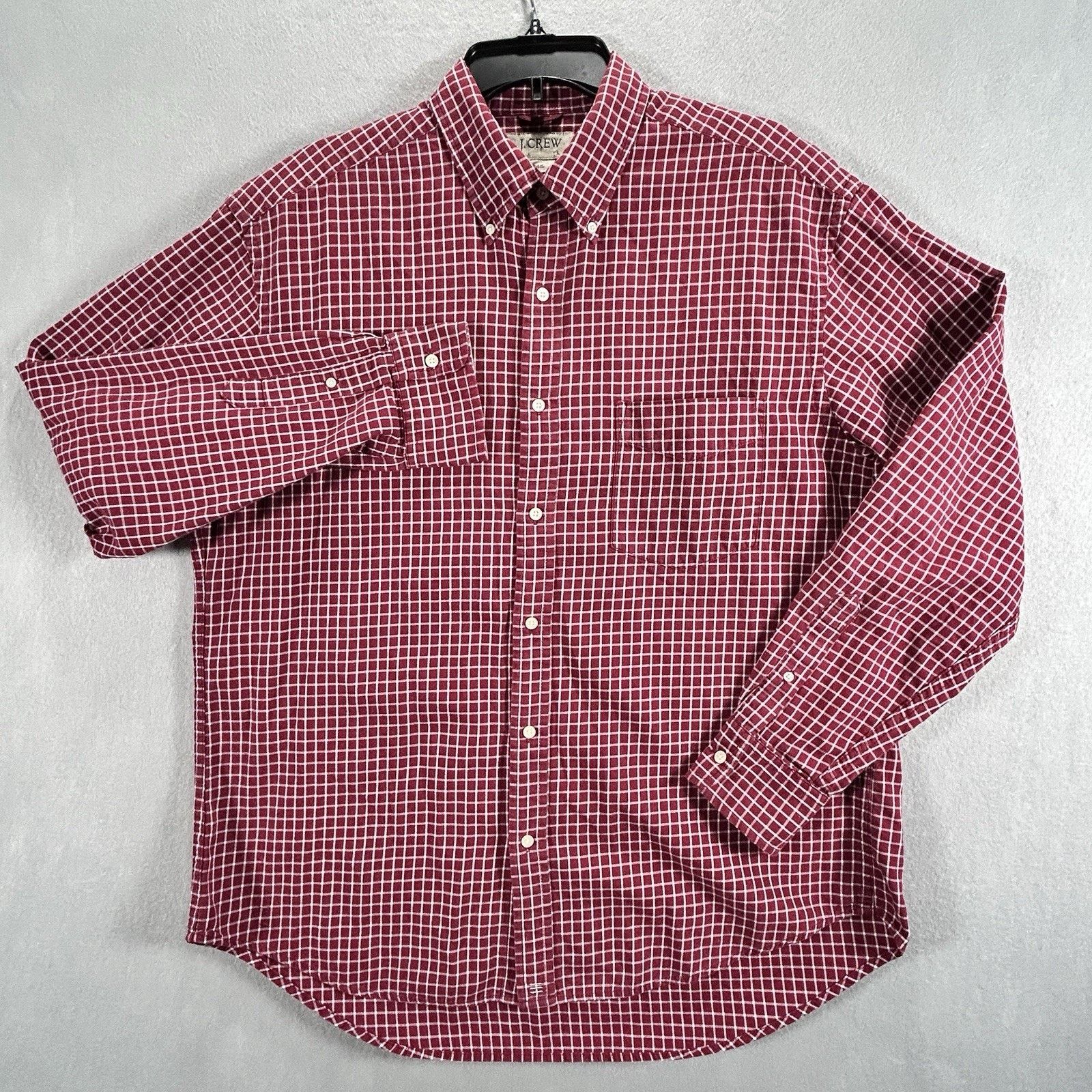 J.Crew J Crew Men's Sz L Red White Lines Squares Long Sleeve Shirt Size US L / EU 52-54 / 3 - 1 Thumbnail