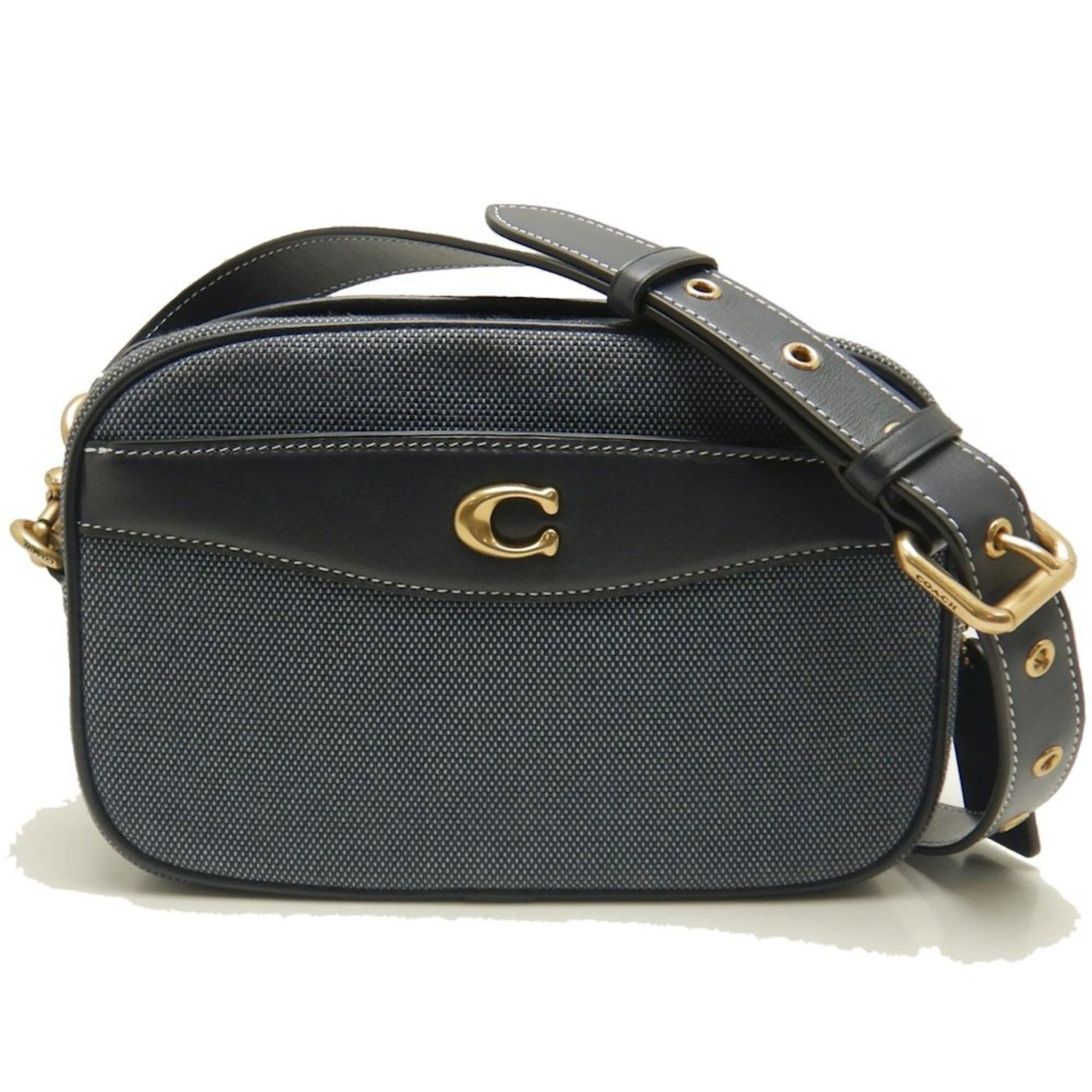 Coach Camera Bag Cj848 Shoulder Canvas X Leather Midnight Navy Outlet 252785 in Blue, Women's