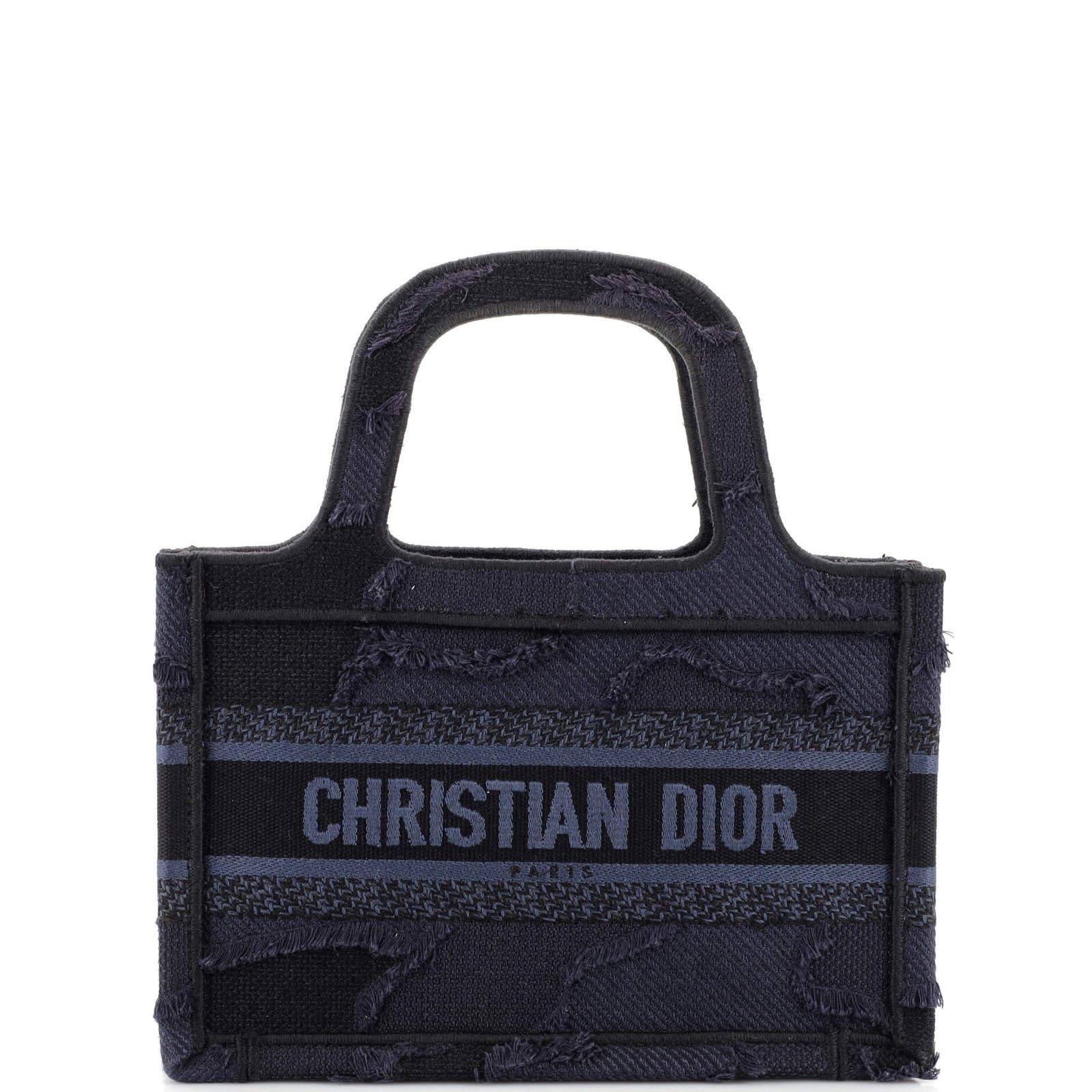 image of Dior Book Tote Camouflage Embroidered Canvas Mini in Blue, Women's
