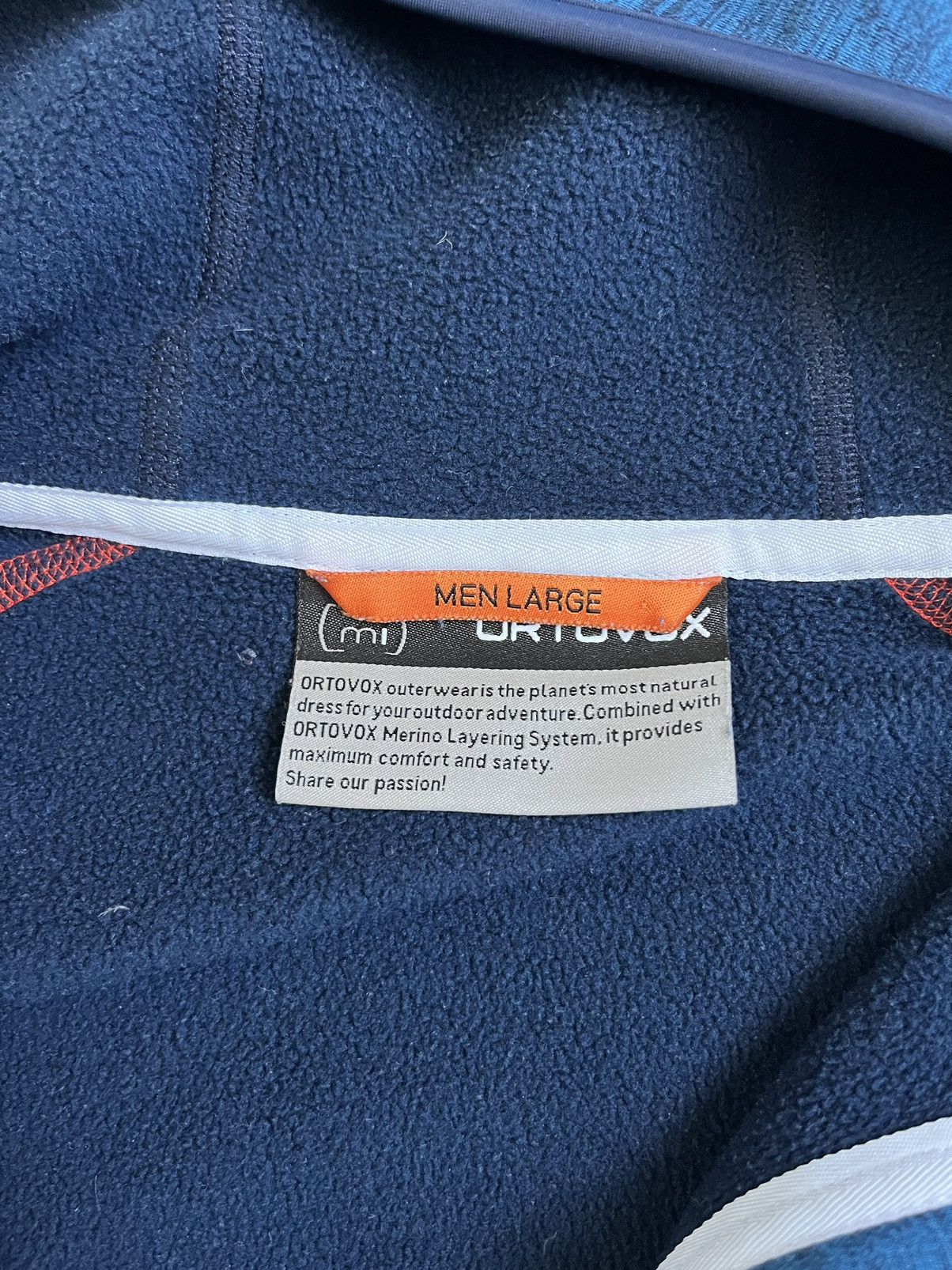 ORTOVOX Ortovox Merino Fleece Hooded Men Blue Zip Pocket Jacket Size US L / EU 52-54 / 3 - 3 Thumbnail