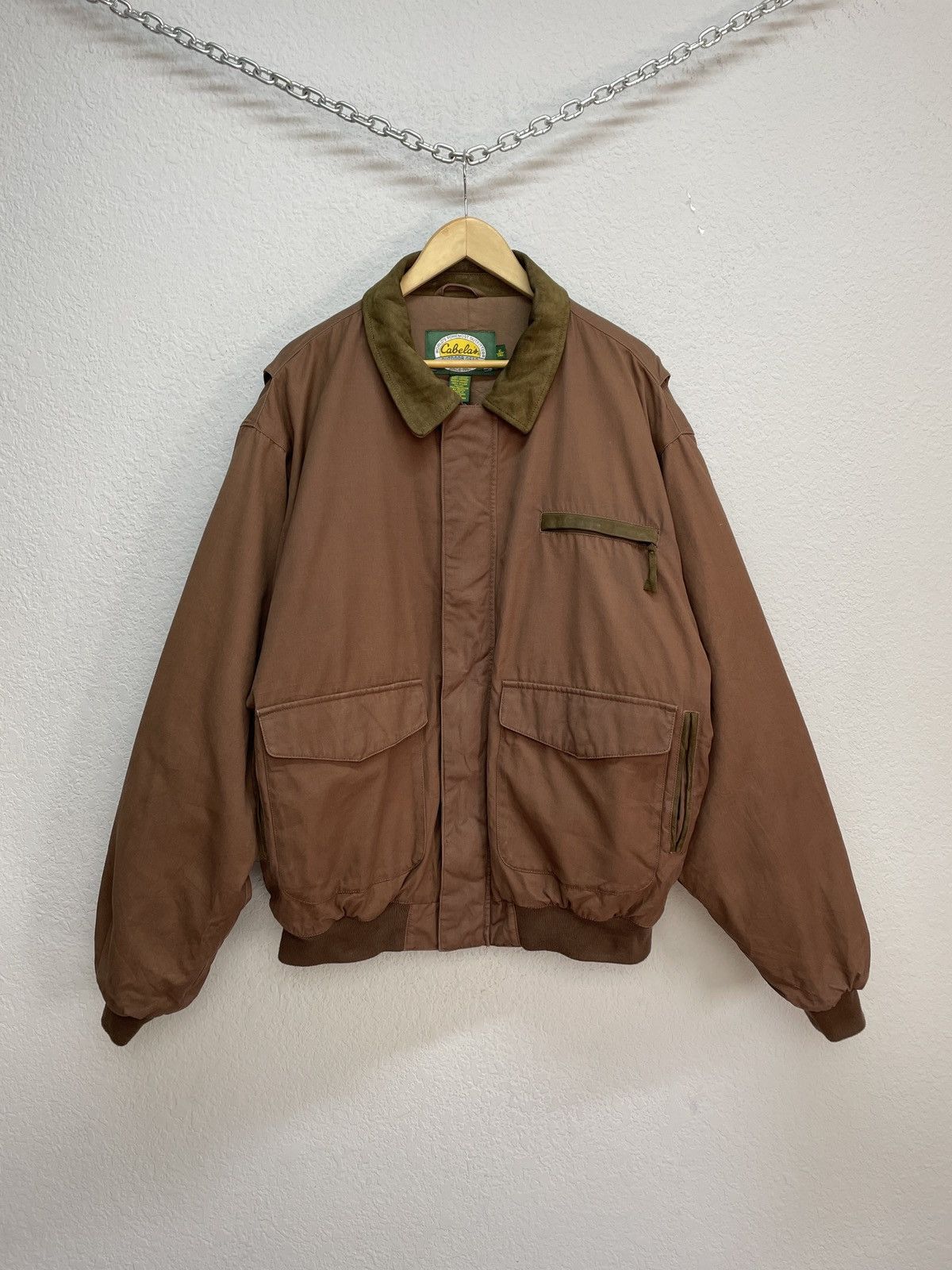 Schott Vintage y2k Avirex Vibe Cabelas Brown Nylon Leather Jacket Size US XL / EU 56 / 4 - 5 Thumbnail