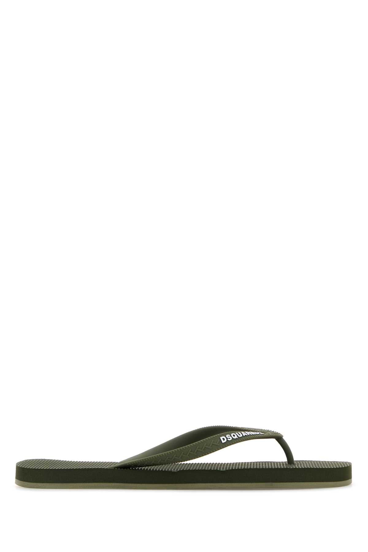 Green Rubber Thong Slippers