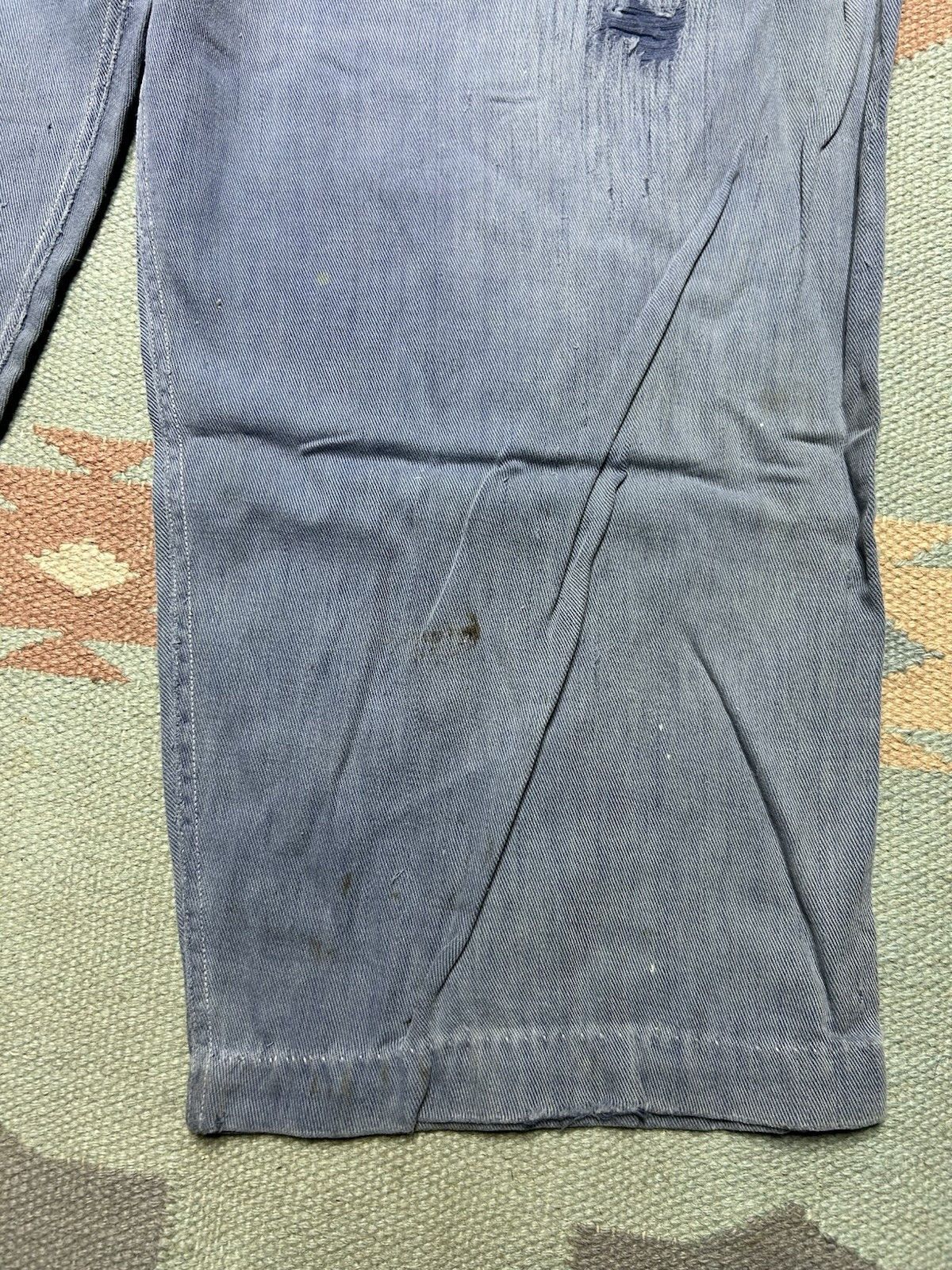 Vintage 1950s side zip pants pedal push farm worn repaired gabardine Size 31" - 4 Thumbnail