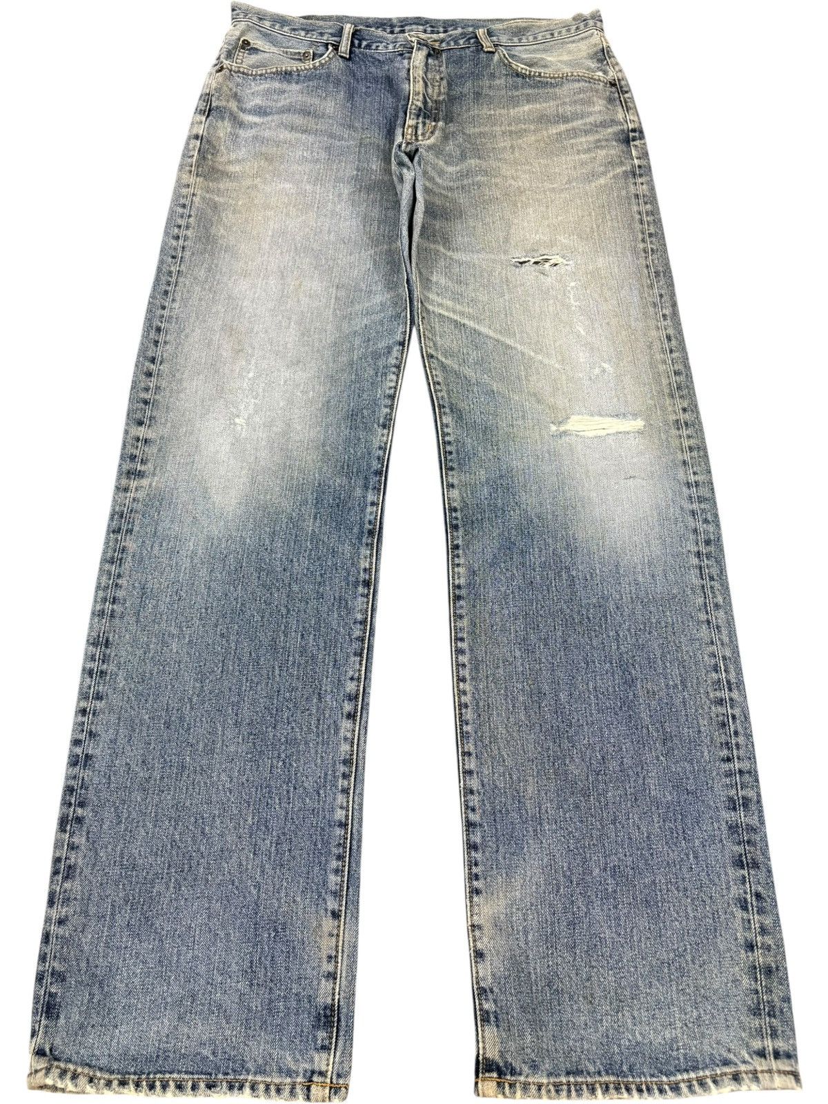 Uniqlo Vintage Japanese Uniqlo Mud Wash Distressed Baggy Jeans Size US 35 - 1 Thumbnail